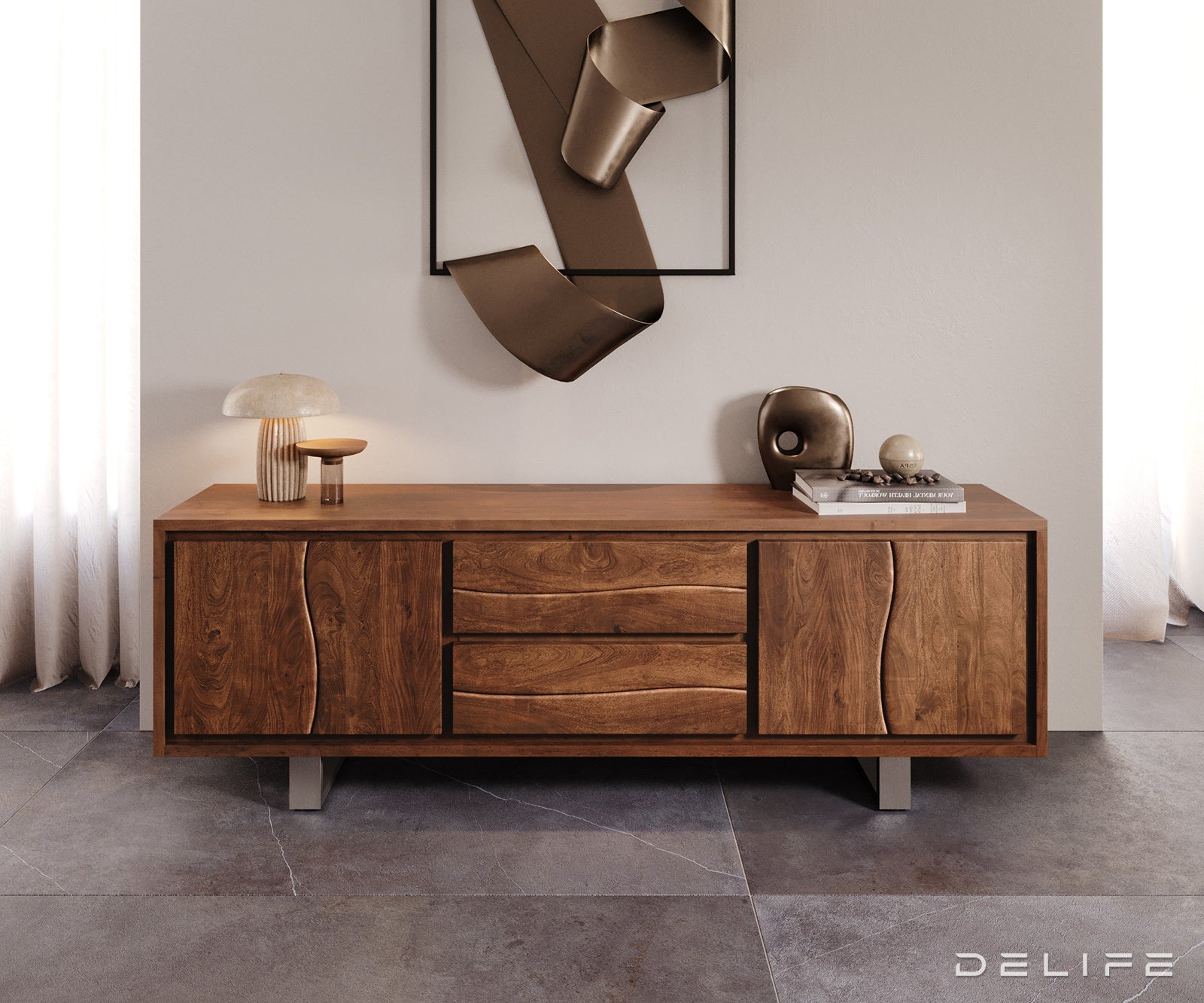 Komoda Live Edge 200x45cm, Materijal: Bagrem