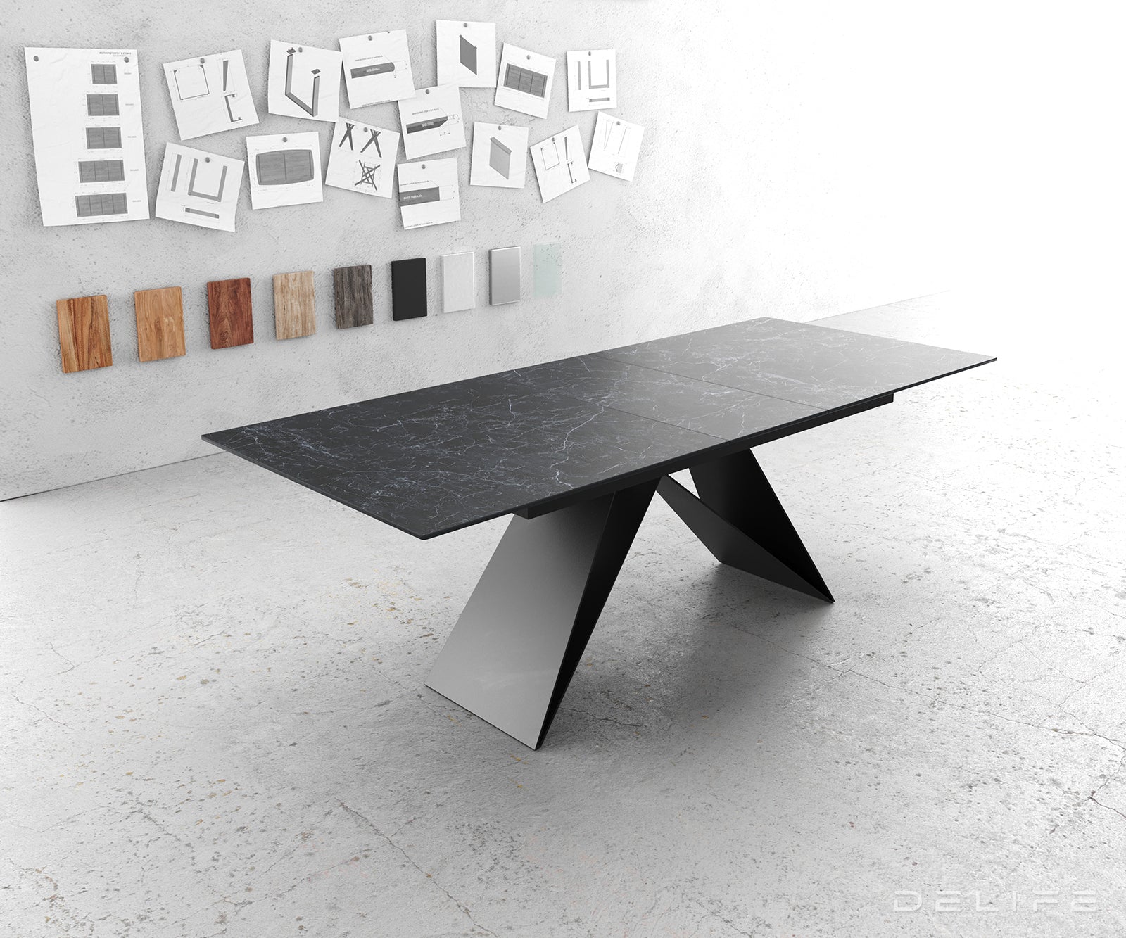 Produljivi stol Edge 180/220x100cm, Materijal: Keramika
