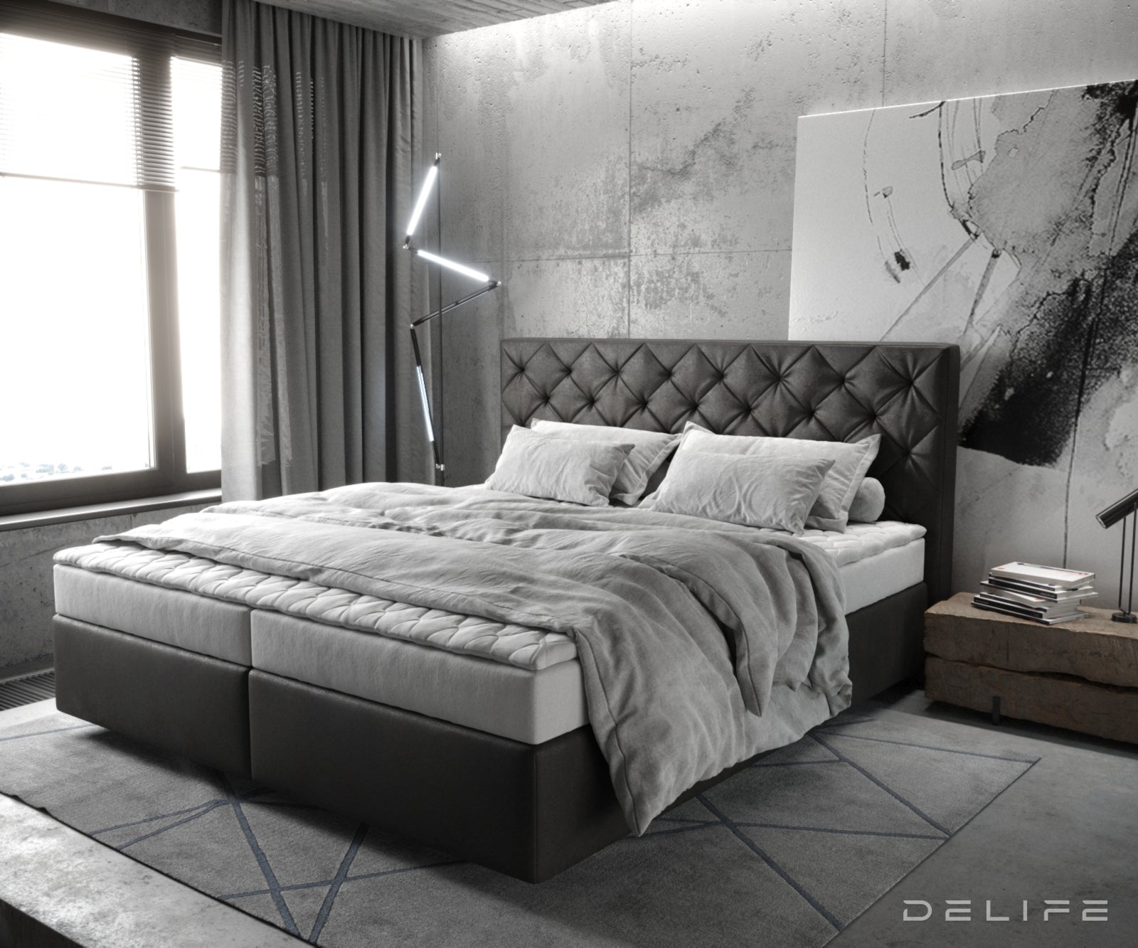 Box spring krevet Dream-Great s madracem i nadmadracem, Materijal: Imitacija kože