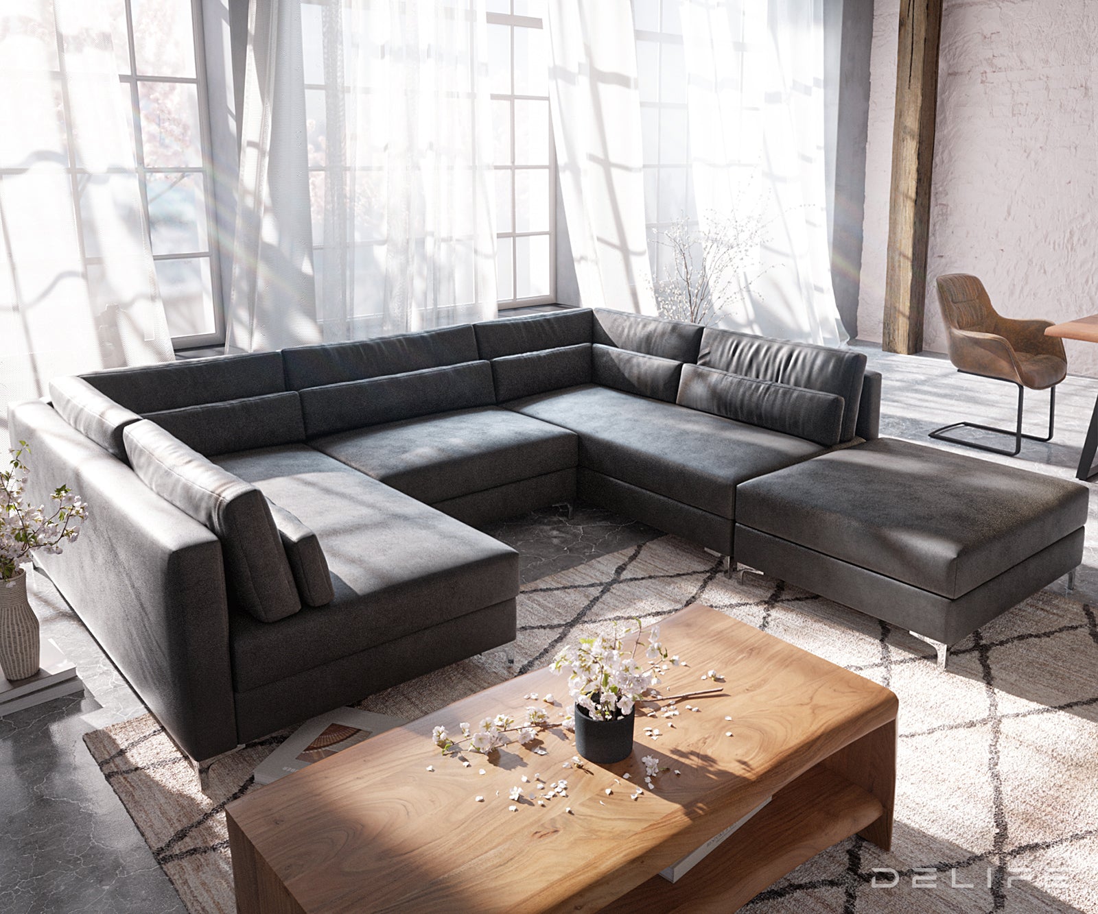 Kutna garnitura Elio 300x185cm, Materijal: Imitacija kože