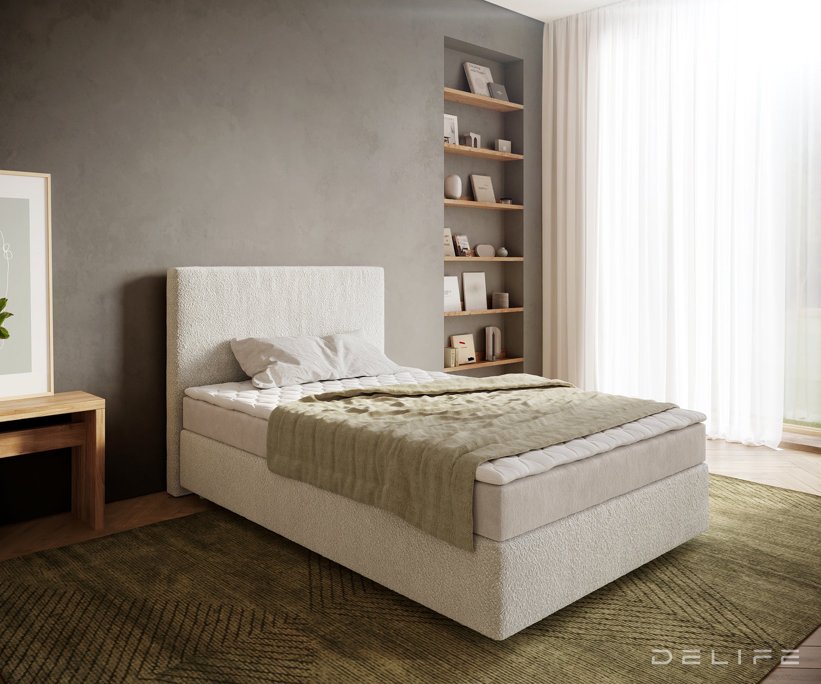 Box spring krevet Dream-Well, Materijal: Boucle