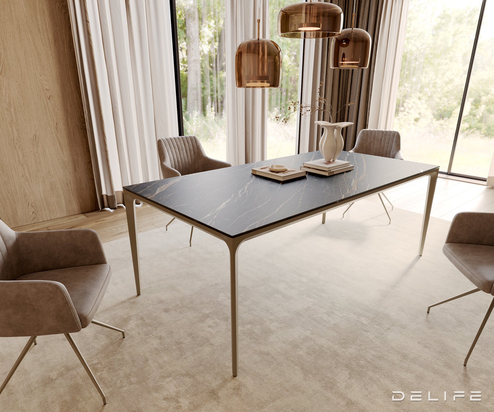 Blagovaonski stol Escina 200x100cm, Materijal: Keramika Laminam