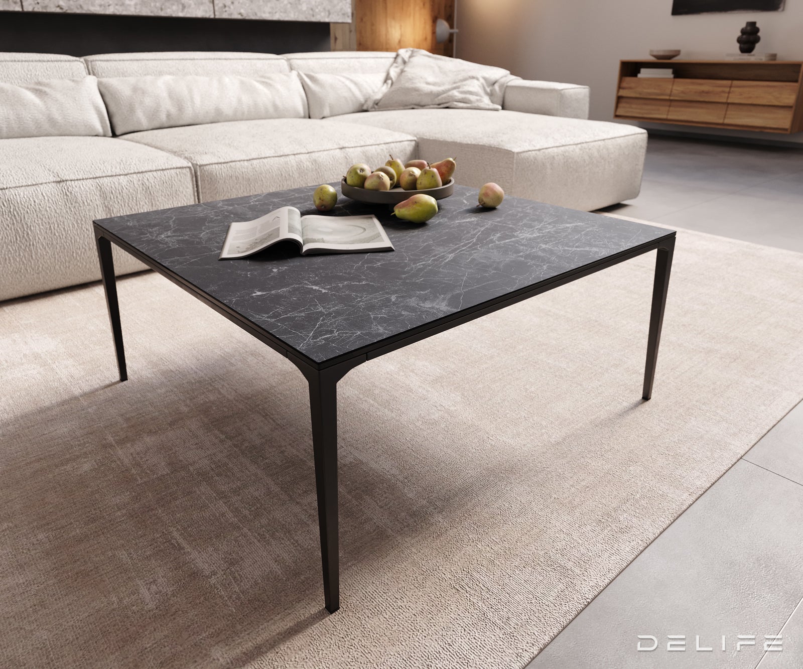 Klub stolić Levente 85x85cm, Materijal: Keramika Laminam Nero Greco