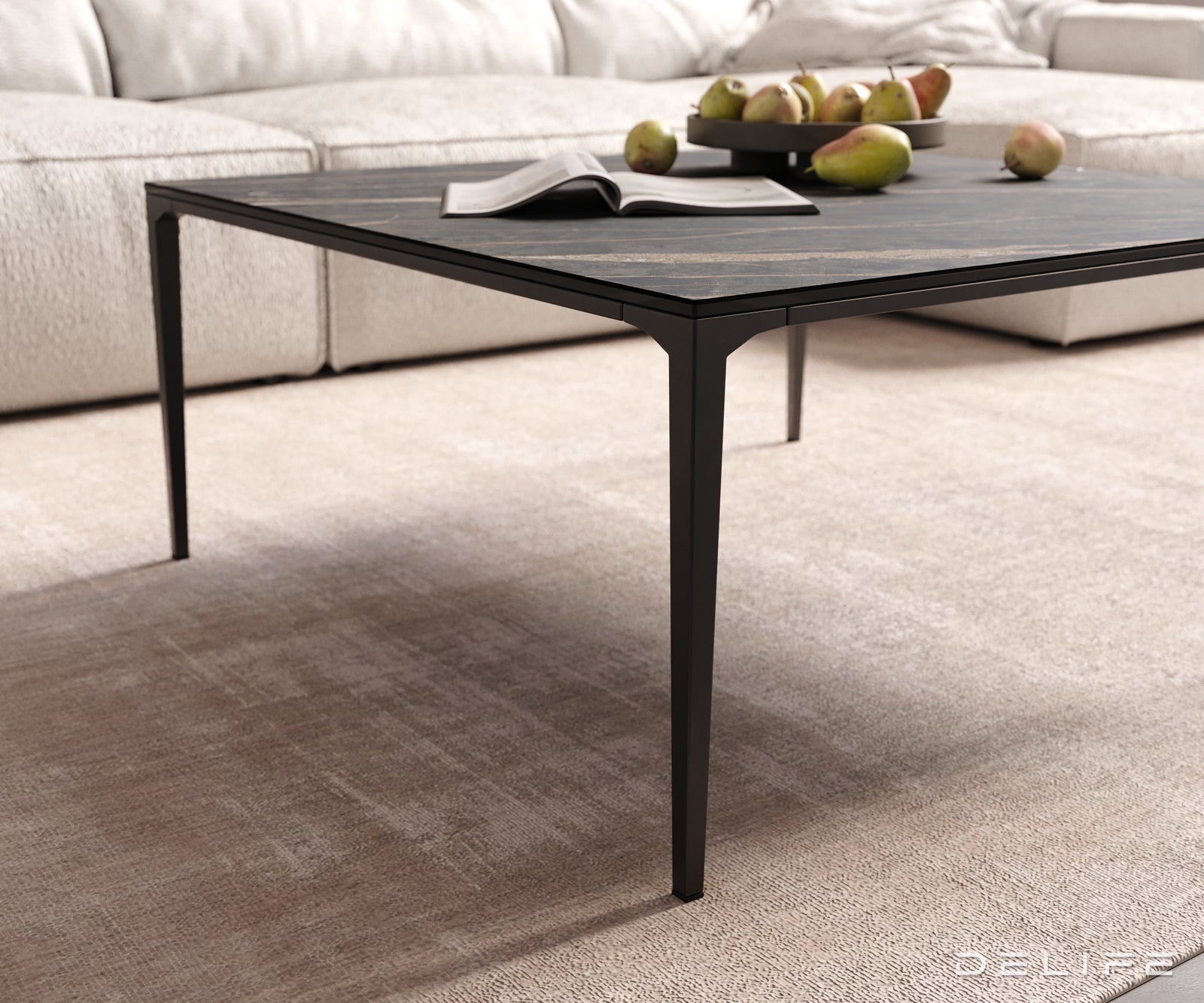 Klub stolić Levente 85x85cm, Materijal: Keramika Laminam Nero Greco
