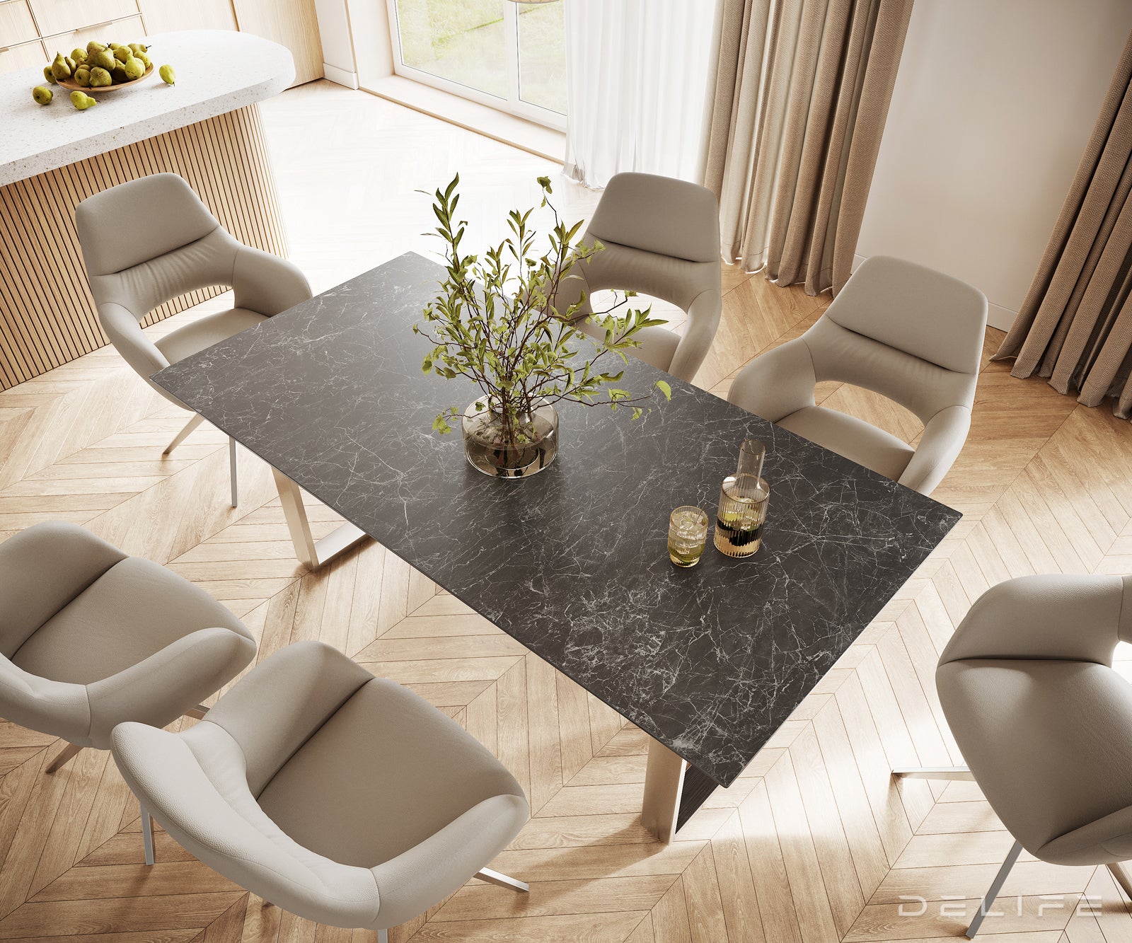 Blagovaonski stol Edge 200x100, Materijal: Keramika Laminam Nero Greco