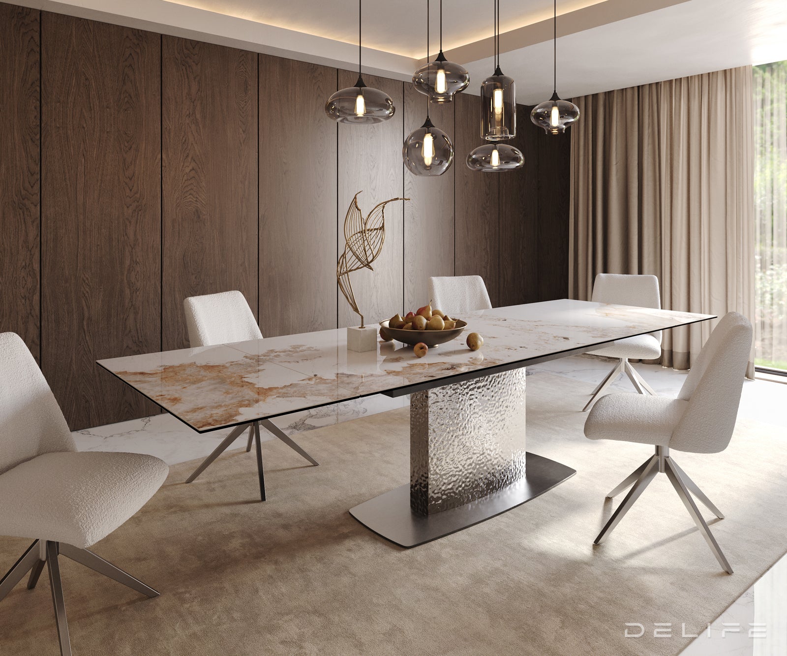 Produljivi stol Edge 200/300x100, Materijal: Keramika Minas Melange