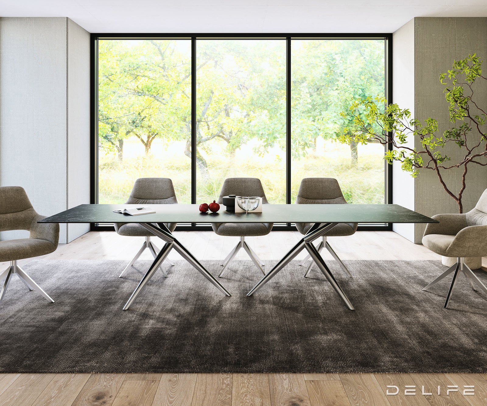 Blagovaonski stol Edge 300x100cm, Materijal: Keramika Laminam Nero Greco