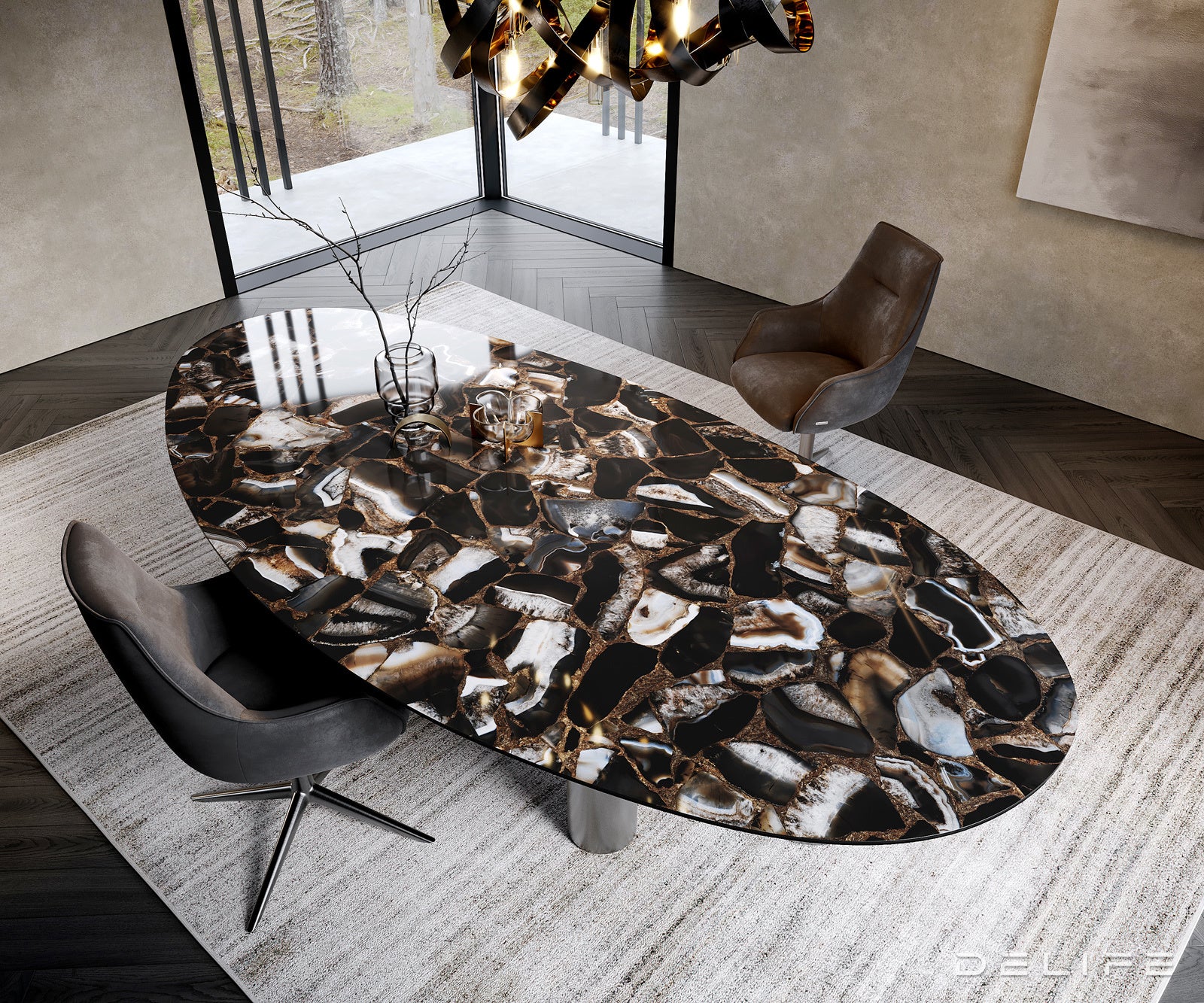 Blagovaonski stol Edge 280x130cm, Materijal: Keramika na staklu