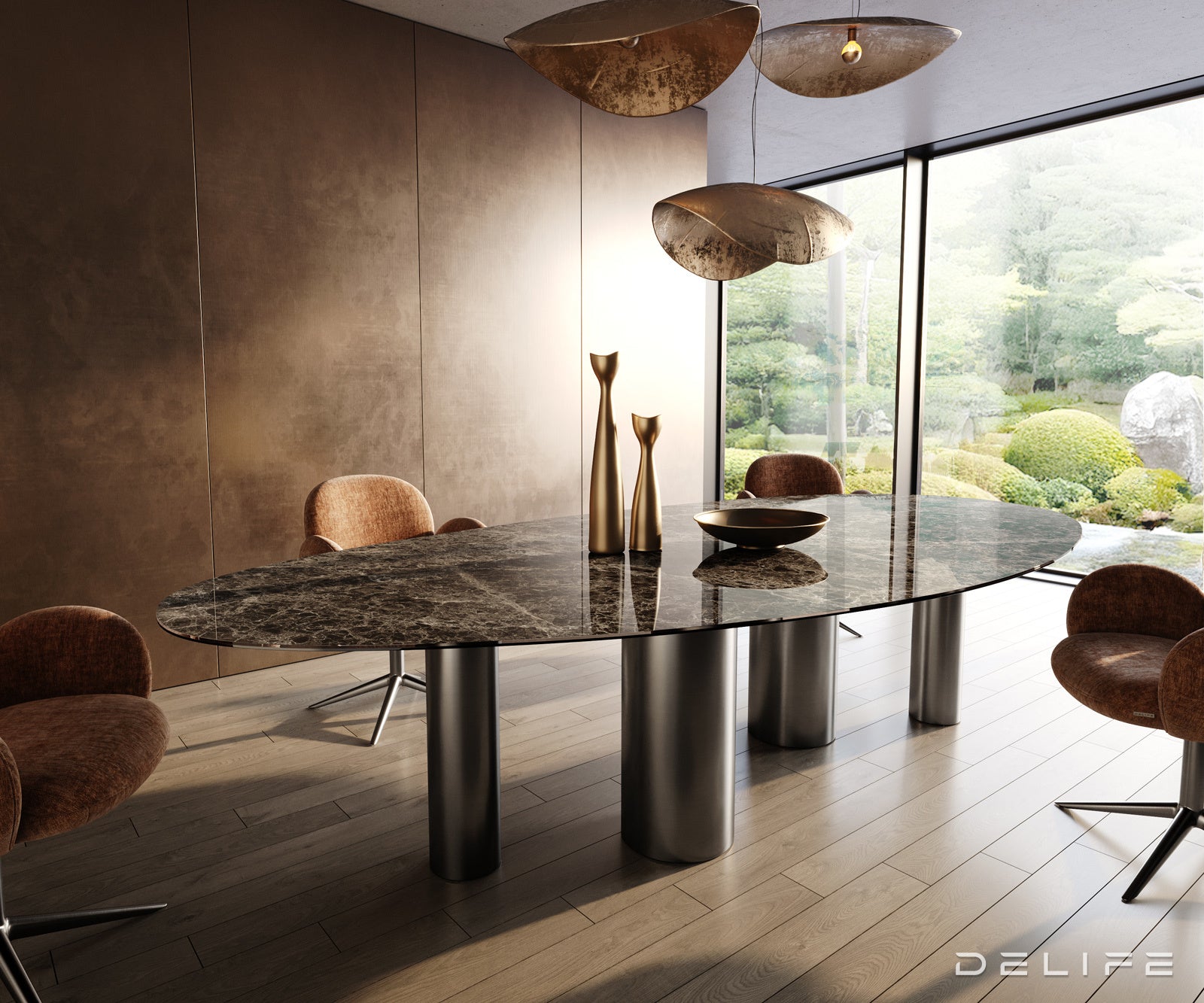 Blagovaonski stol Edge 315x150cm, Materijal: Keramika Laminam Emperador Extra Lucidato
