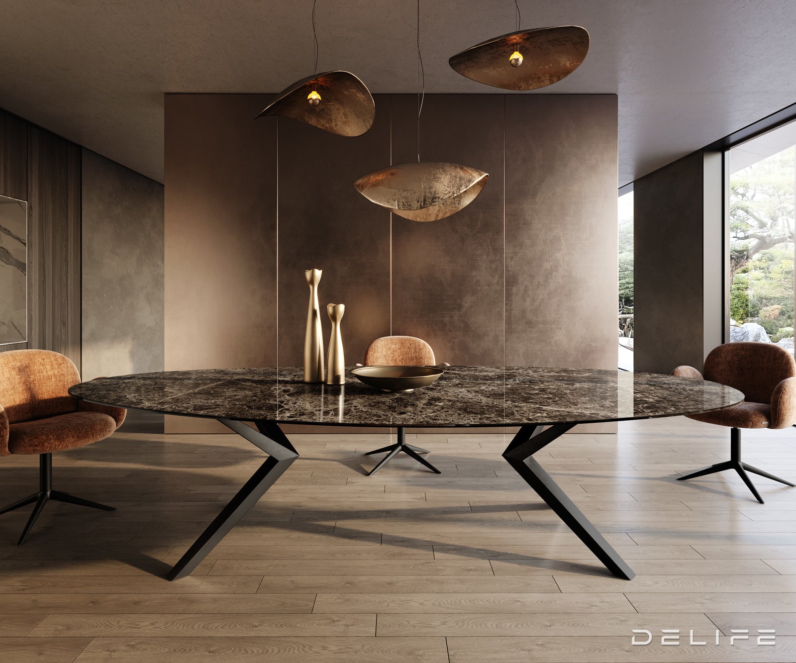 Blagovaonski stol Edge 315x150cm, Materijal: Keramika Laminam Emperador Extra Lucidato