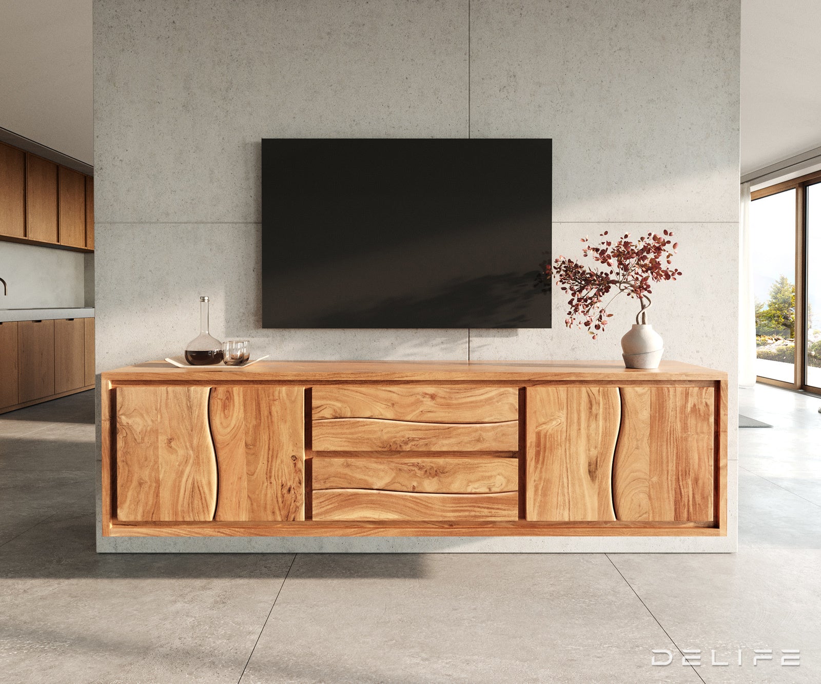 TV Komoda Live-Edge 200 cm, Materijal: Bagrem