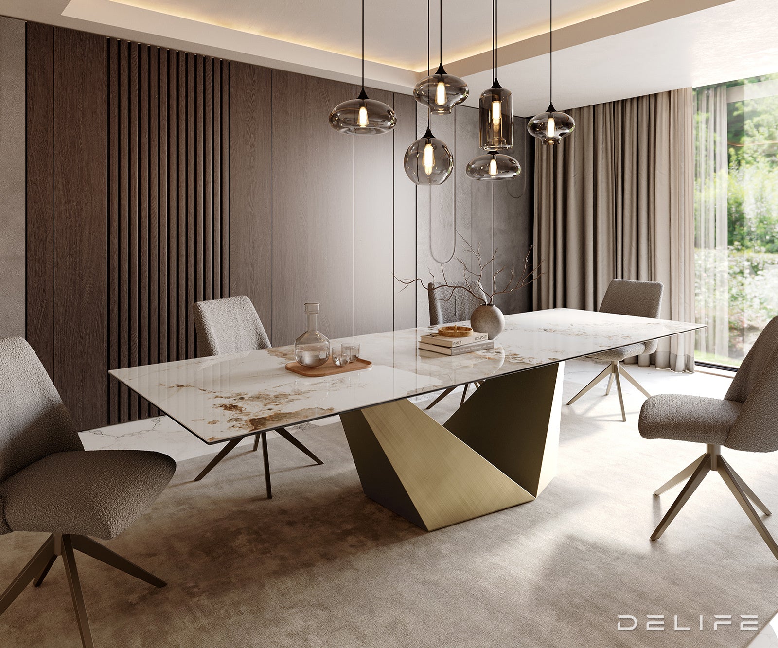 Blagovaonski stol Edge 300x100cm, Materijal: Keramika Minas Melange