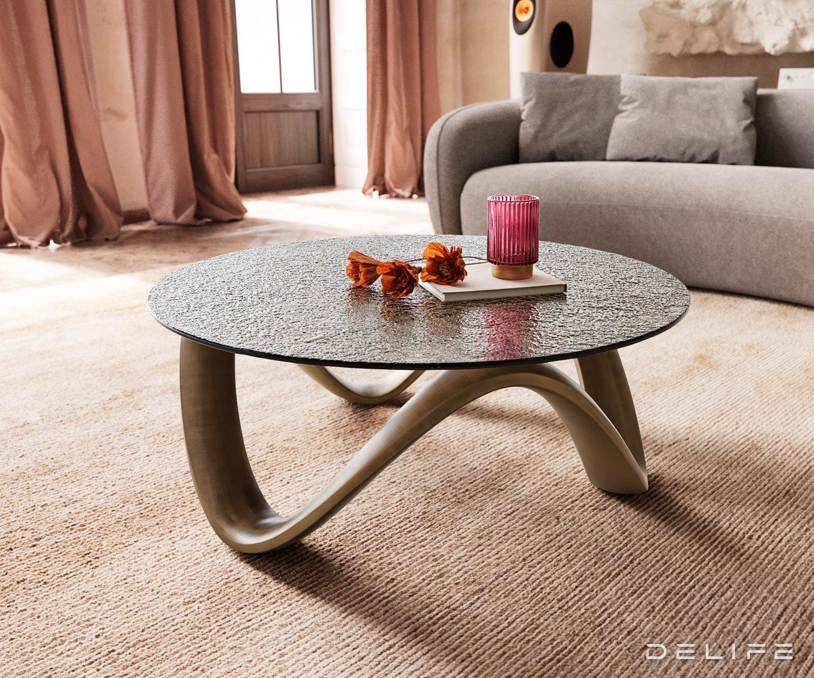 Klub stolić Tanju 90x90cm, Materijal: Reljefno staklo