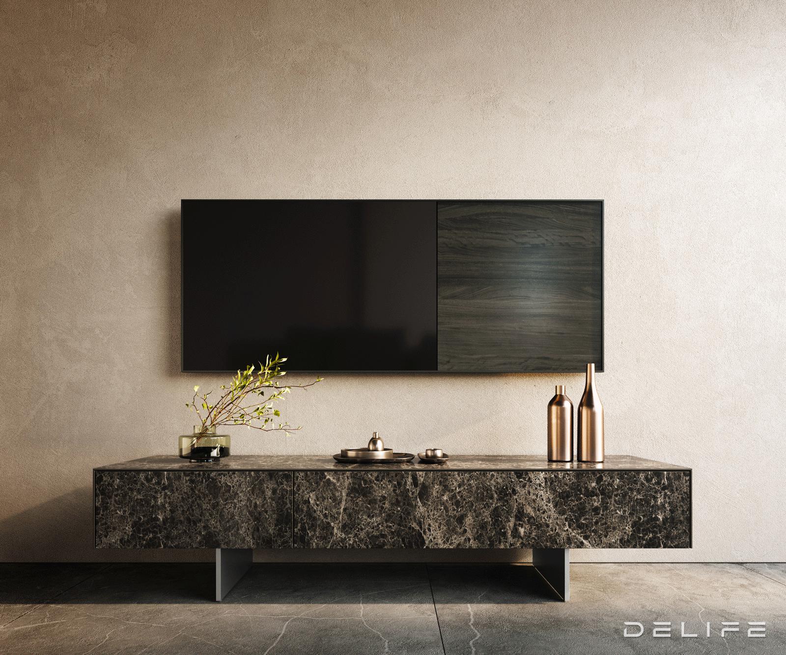 Tv komoda Cuor 150x40cm, Materijal: Keramika Emperador Extra Lucidato