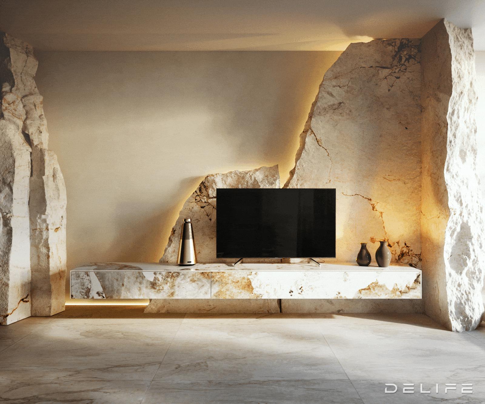 Tv komoda Cuor 250x35cm, Materijal: Keramika Minas Melange