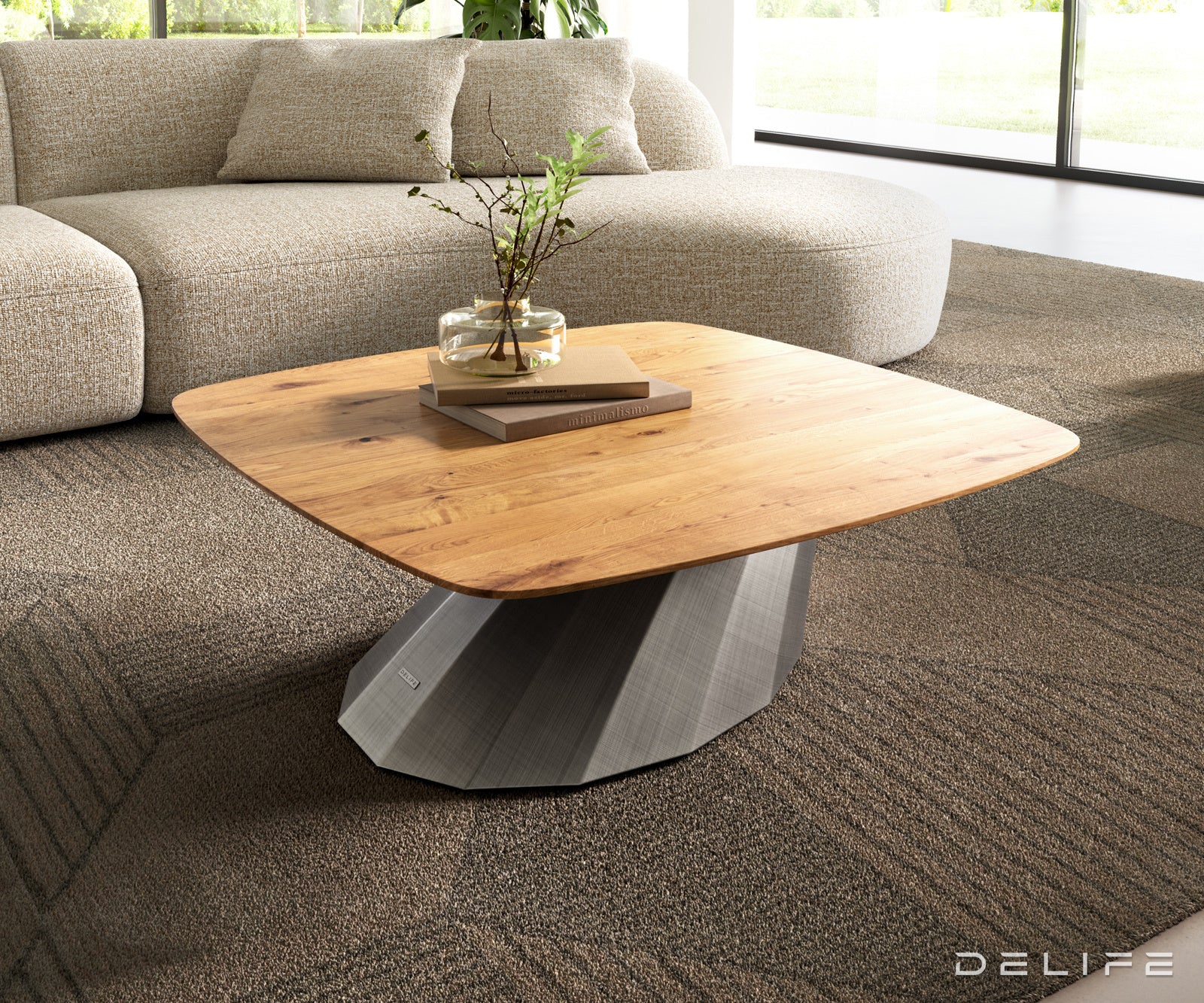 Klub stolić Edge 90x90cm, Materijal: Hrast