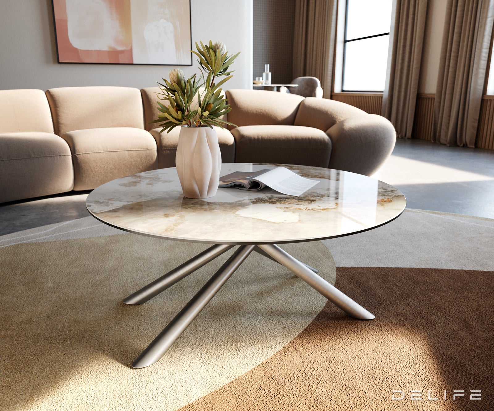 Klub stolić Edge 90x90cm, Materijal: Keramika Minas Melange