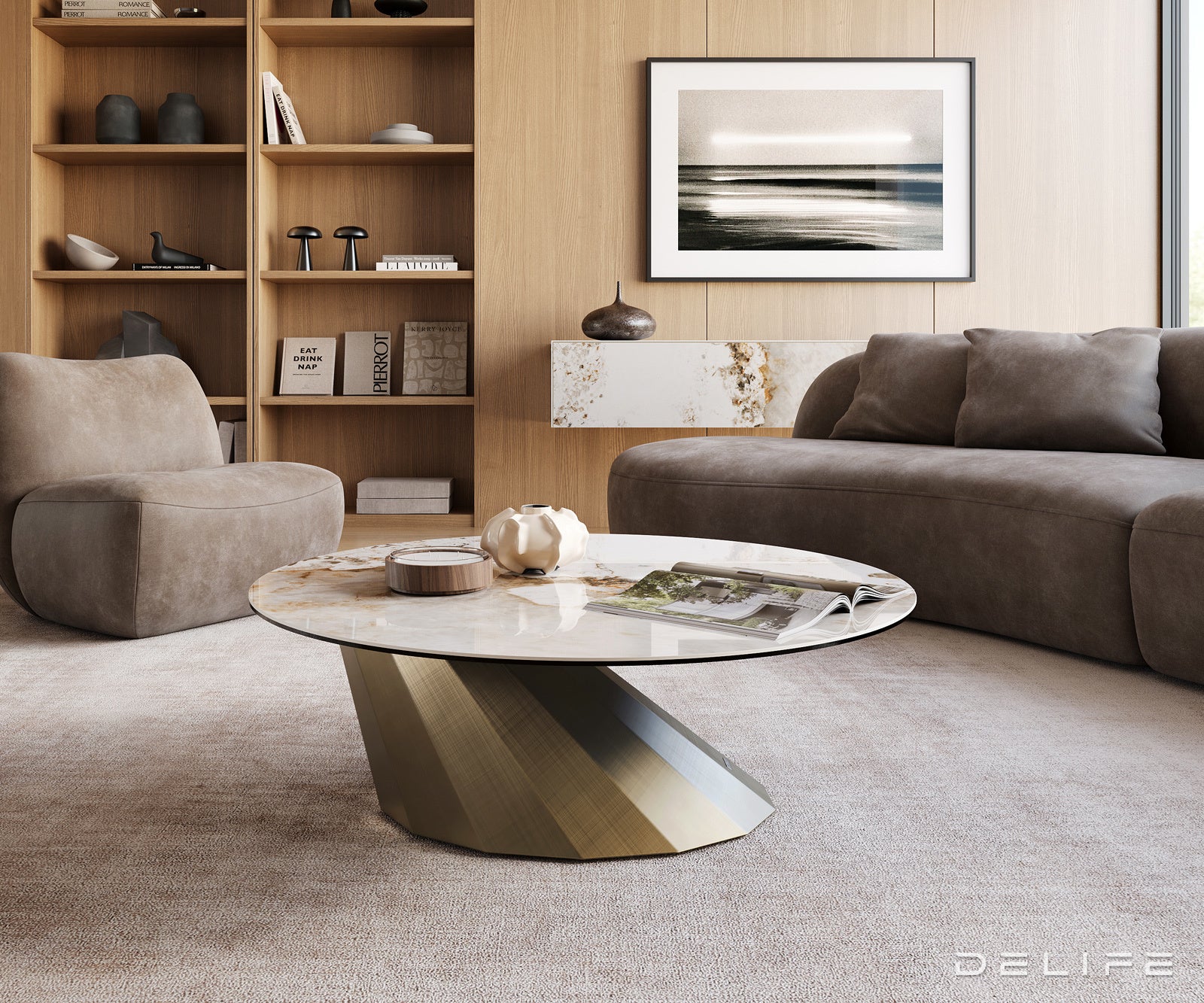 Klub stolić Edge 100x100cm, Materijal: Keramika Minas Melange