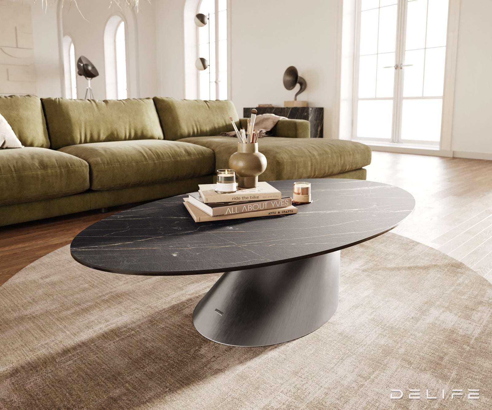 Klub stolić Edge 140x80cm, Materijal: Keramika Laminam Noir Desir
