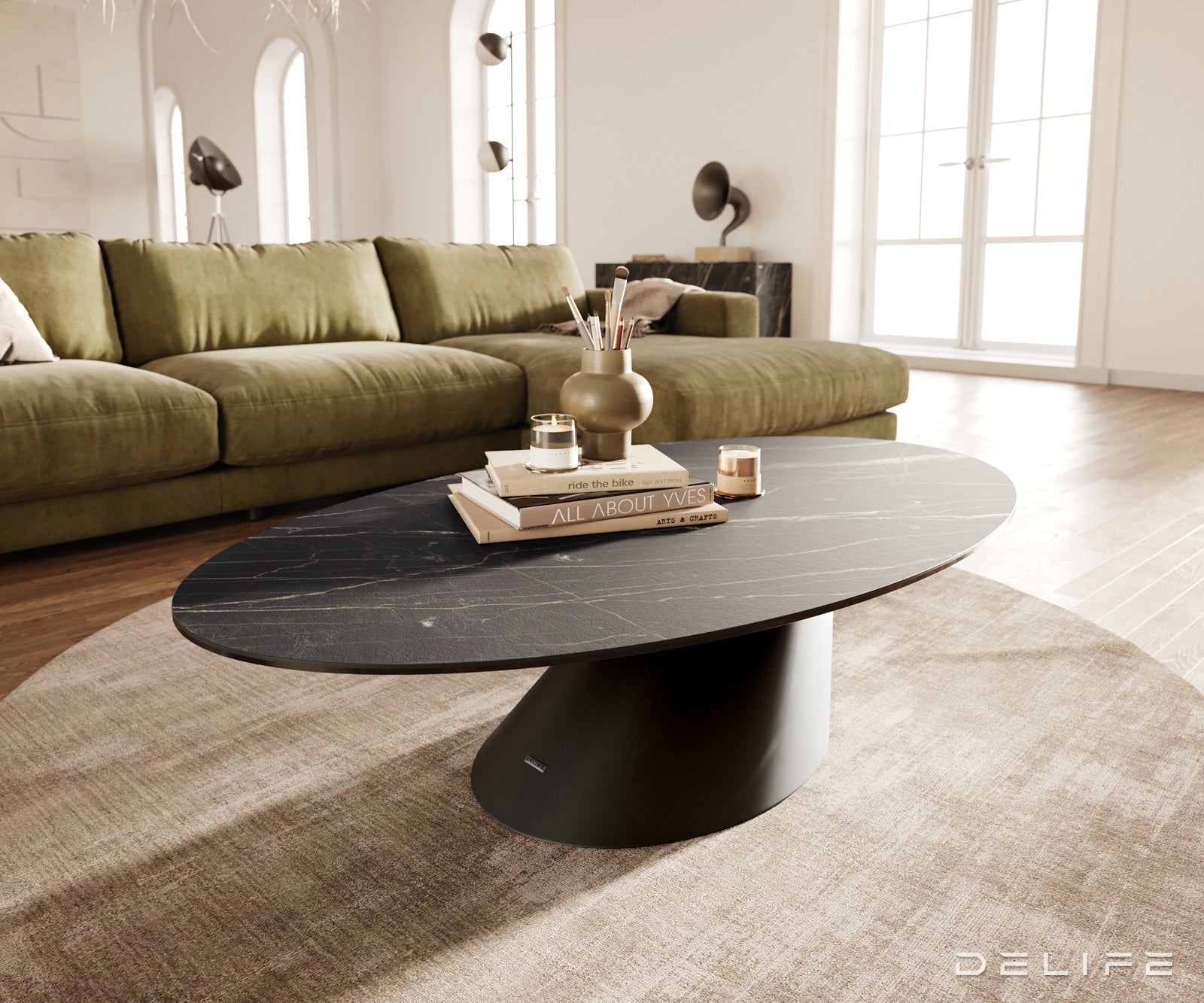 Klub stolić Edge 140x80cm, Materijal: Keramika Laminam Noir Desir