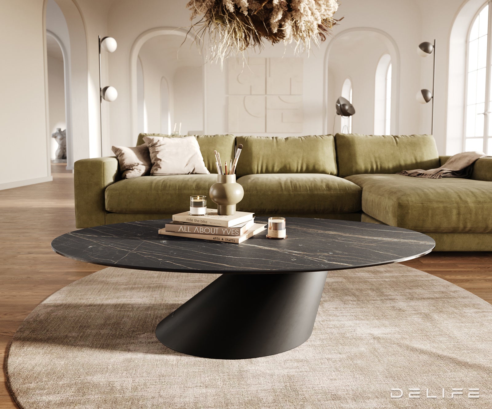 Klub stolić Edge 140x80cm, Materijal: Keramika Laminam Noir Desir