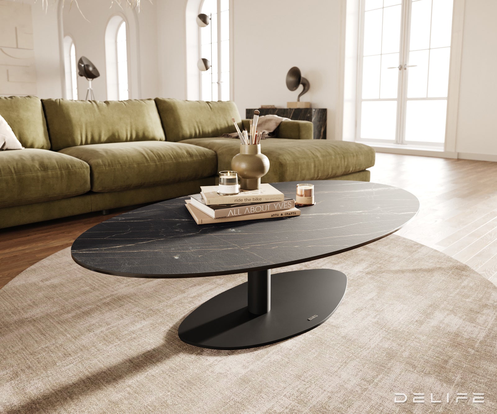 Klub stolić Edge 140x80cm, Materijal: Keramika Laminam Noir Desir