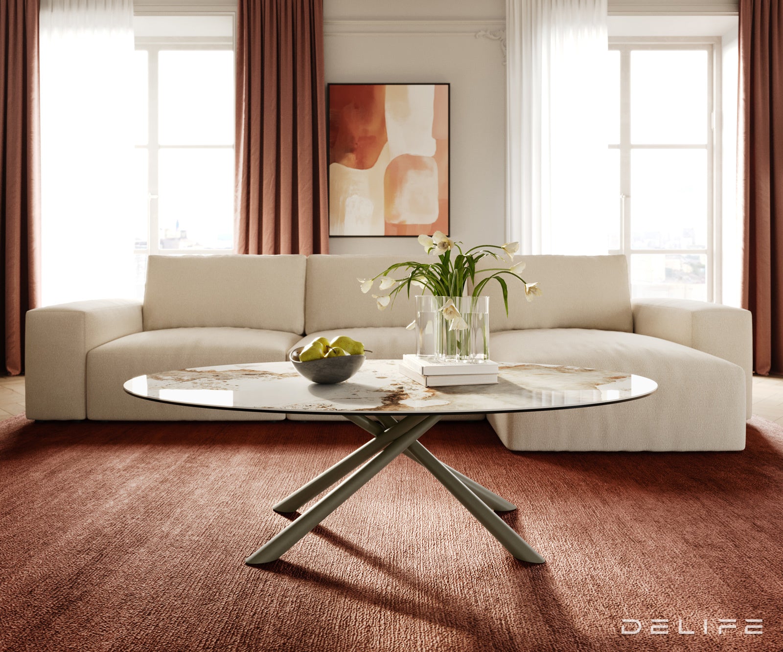 Klub stolić Edge 140x80cm, Materijal: Keramika Minas Melange