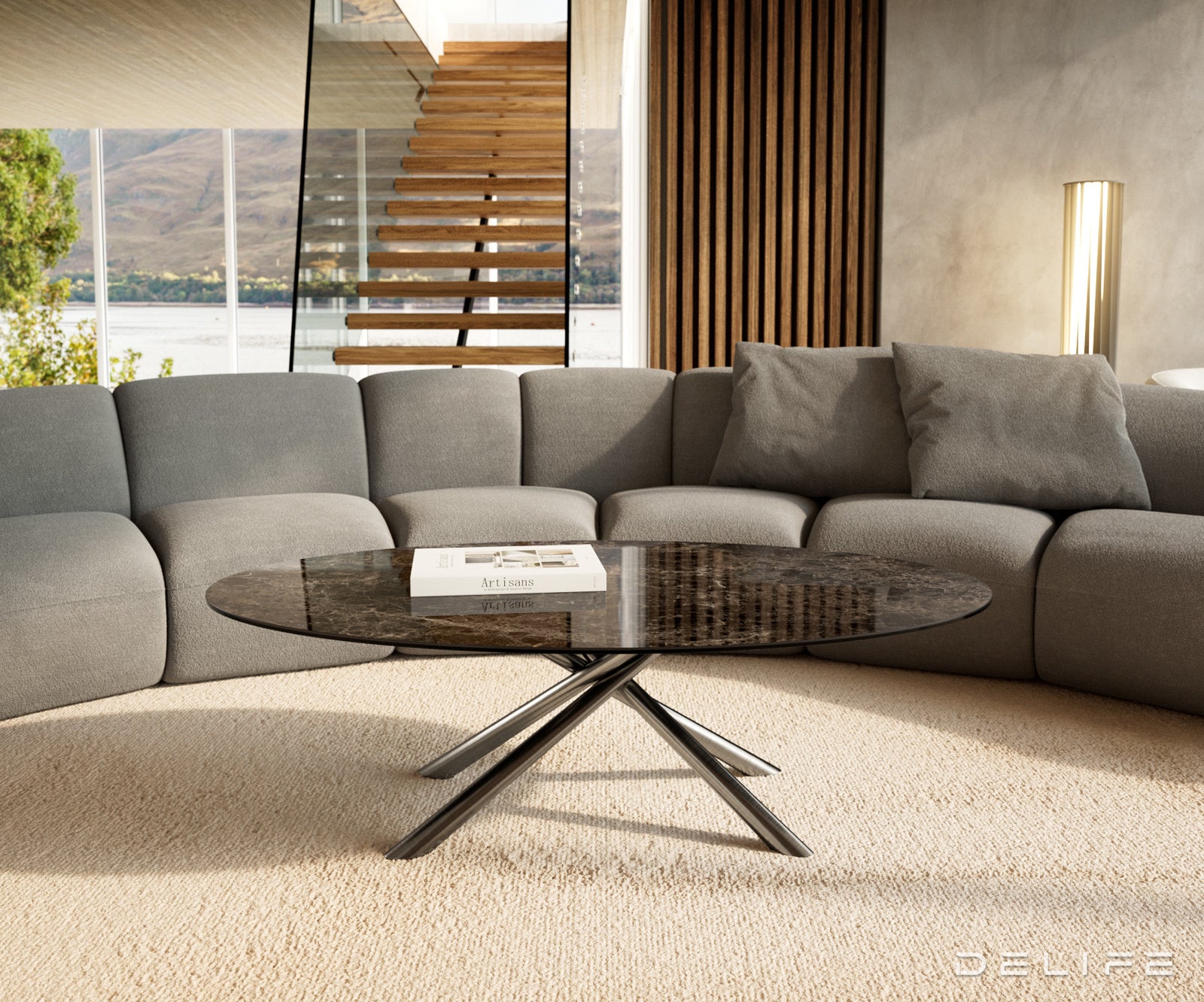 Klub stolić Edge 140x80cm, Materijal: Keramika Laminam Extra Lucidato