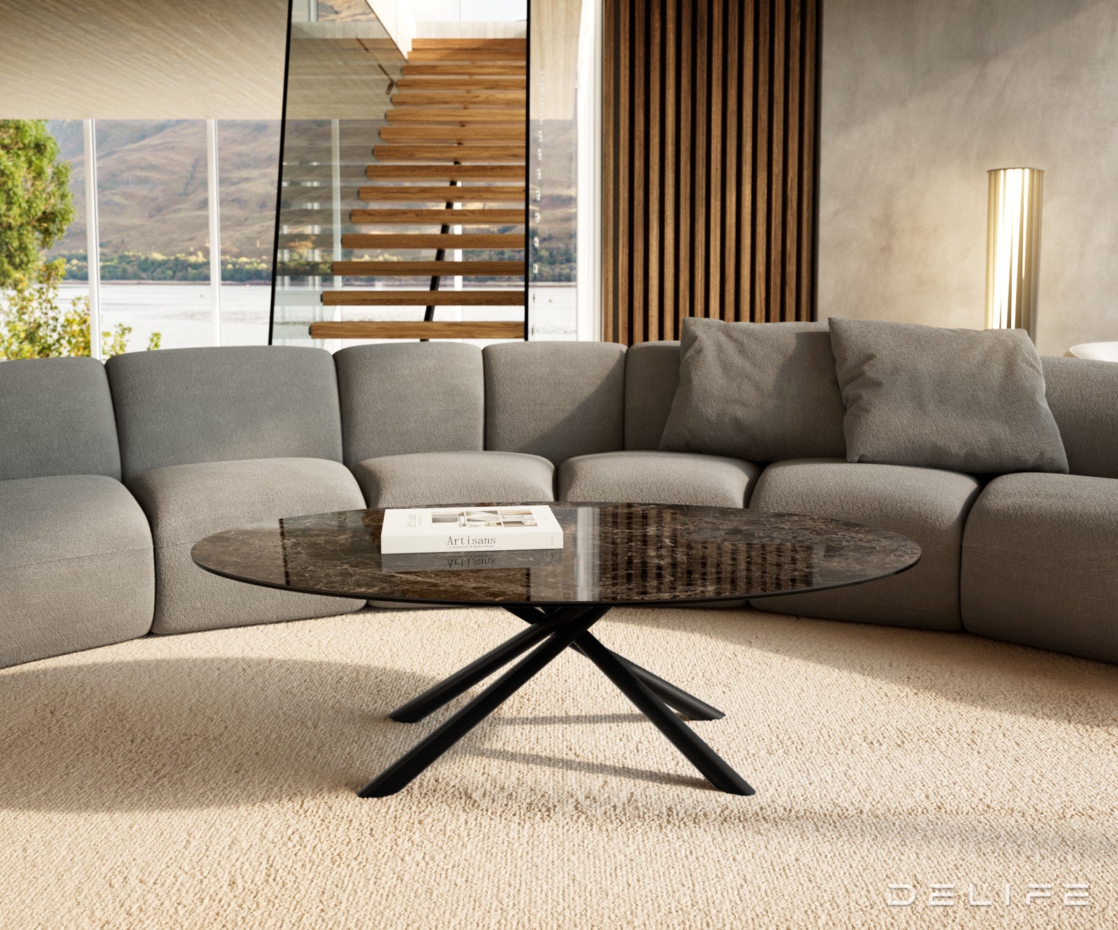 Klub stolić Edge 140x80cm, Materijal: Keramika Laminam Emperador Extra Lucidato