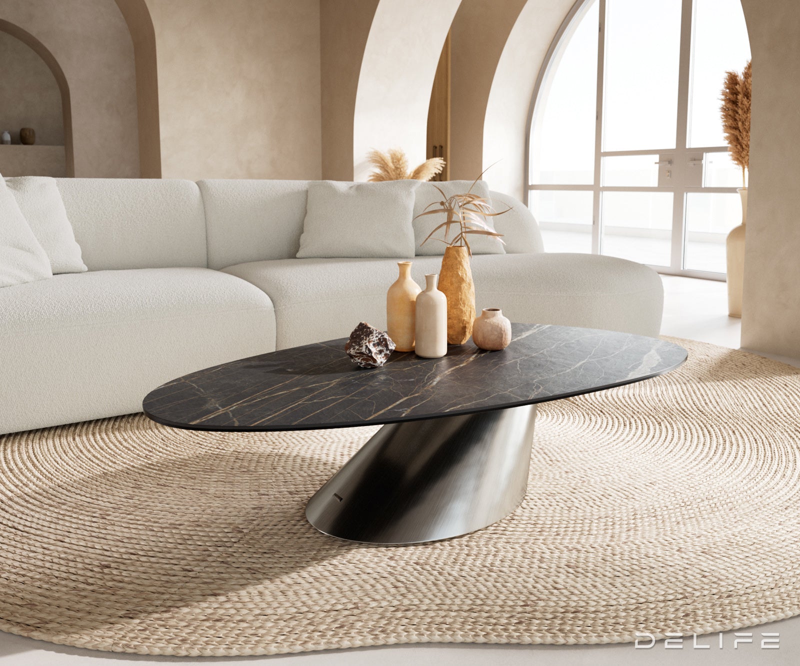 Klub stolić Edge 140x75cm, Materijal: Keramika Laminam Noir Desir
