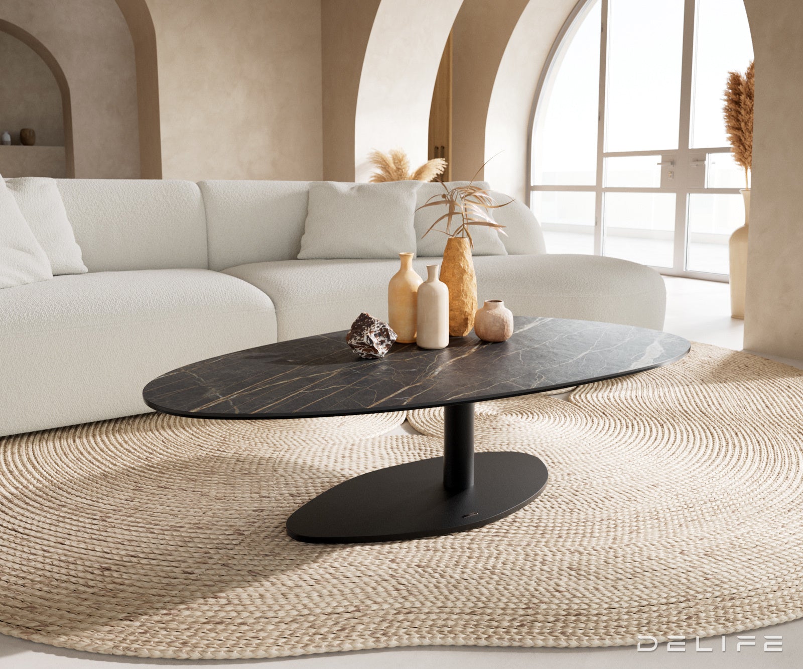Klub stolić Edge 140x75cm, Materijal: Keramika Laminam Noir Desir