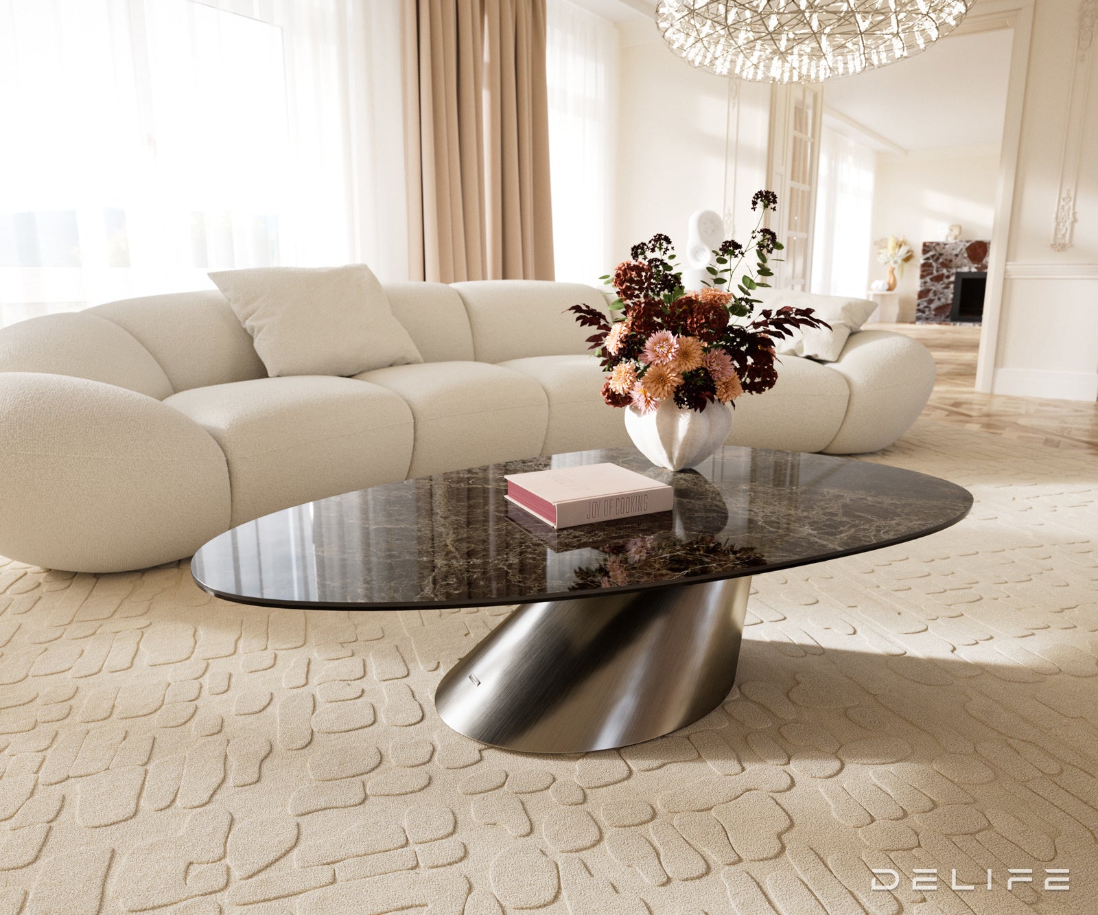 Klub stolić Edge 140x75cm, Materijal: Keramika Laminam Emperador Extra Lucidato