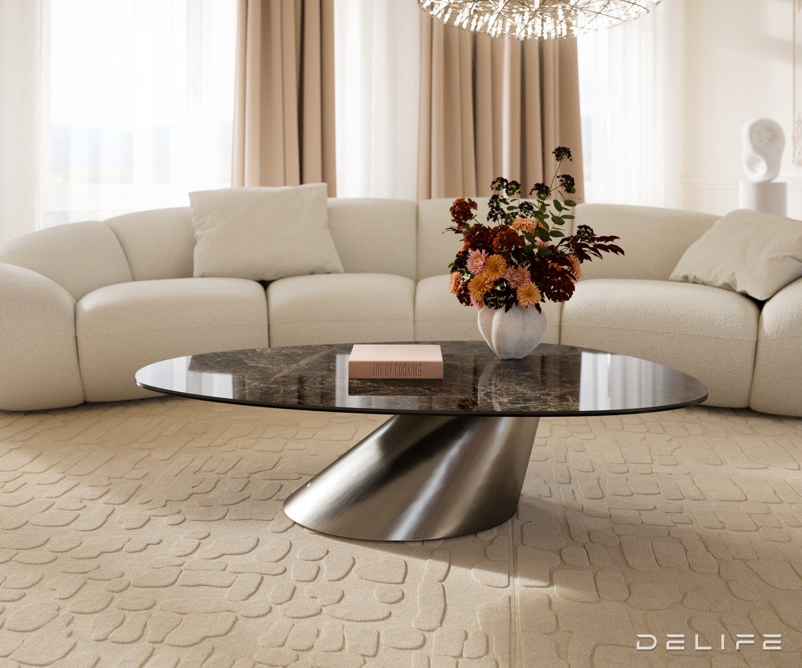 Klub stolić Edge 140x75cm, Materijal: Keramika Laminam Emperador Extra Lucidato