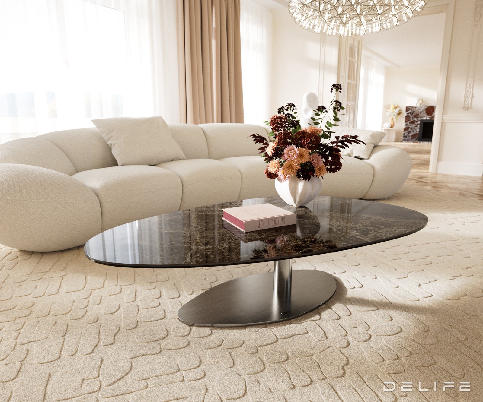 Klub stolić Edge 140x75cm, Materijal: Keramika Laminam Emperador Extra Lucidato