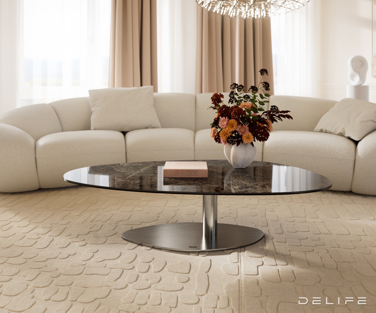 Klub stolić Edge 140x75cm, Materijal: Keramika Laminam Emperador Extra Lucidato