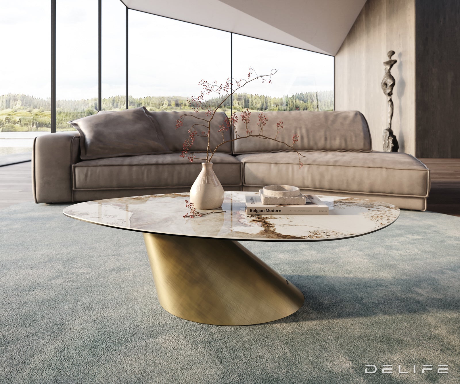 Klub stolić Edge 140x76cm, Materijal: Keramika Minas Melange