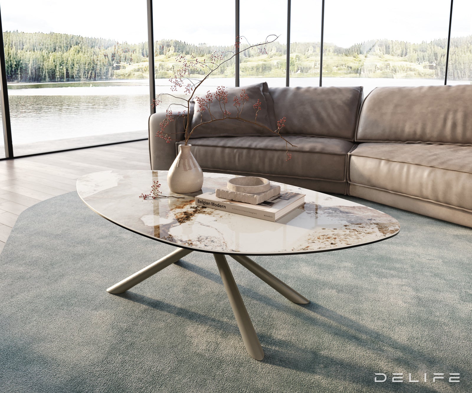 Klub stolić Edge 140x76cm, Materijal: Keramika Minas Melange