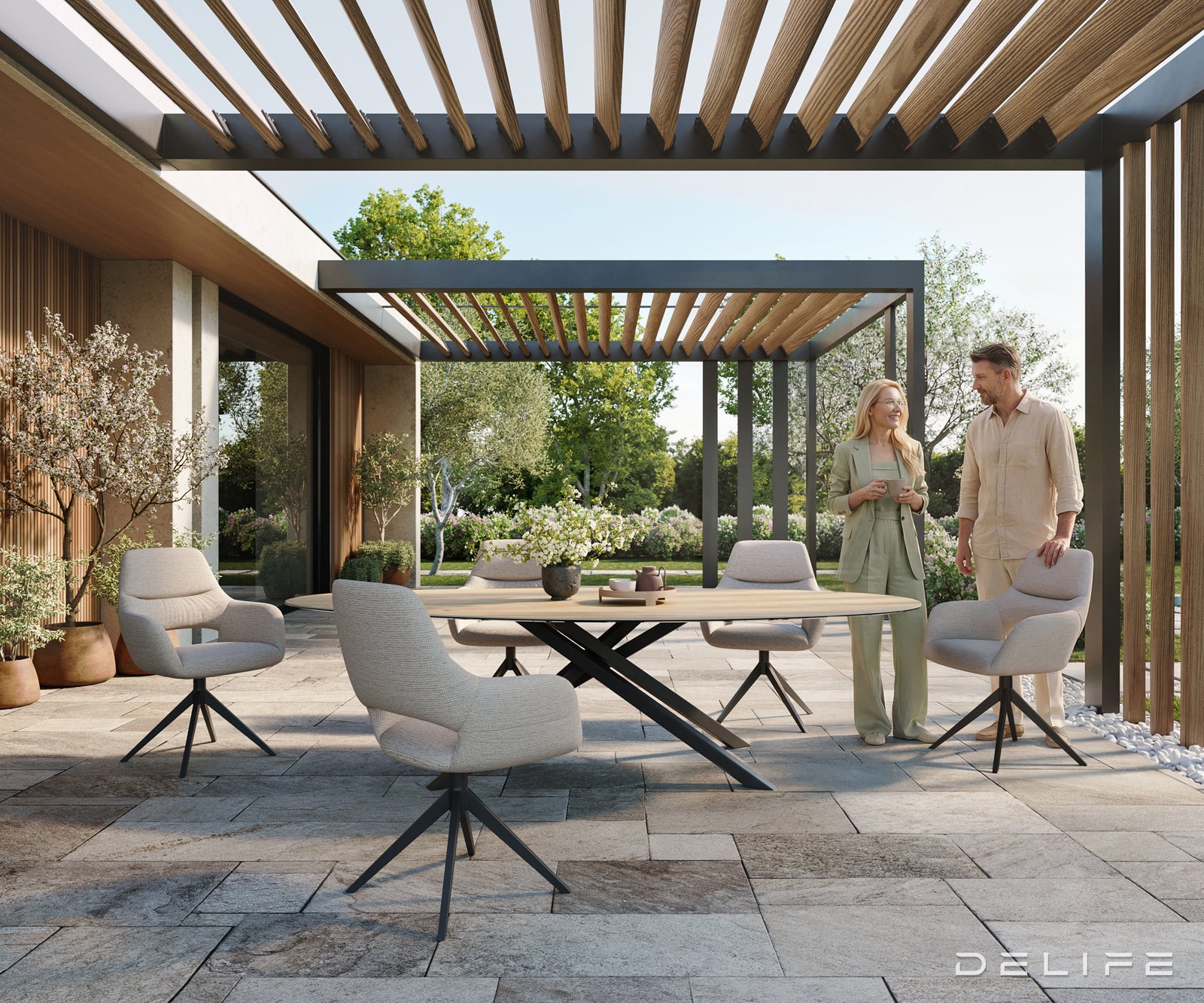 Outdoor stol Edge Oval 280x130cm, Materijal: Keramika Sabbia