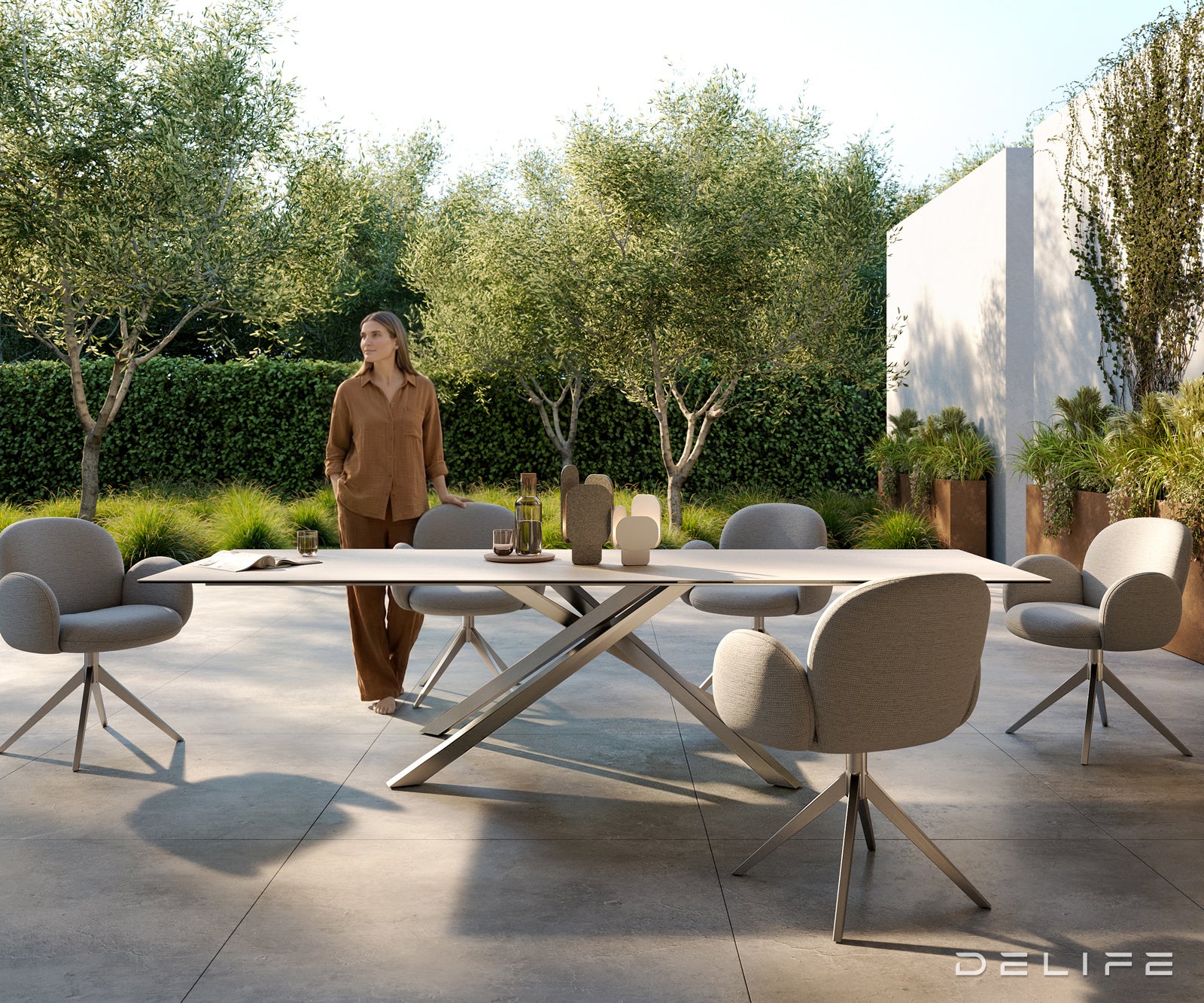 Outdoor stol Edge 300x100cm, Materijal: Keramika Travertino Bianco