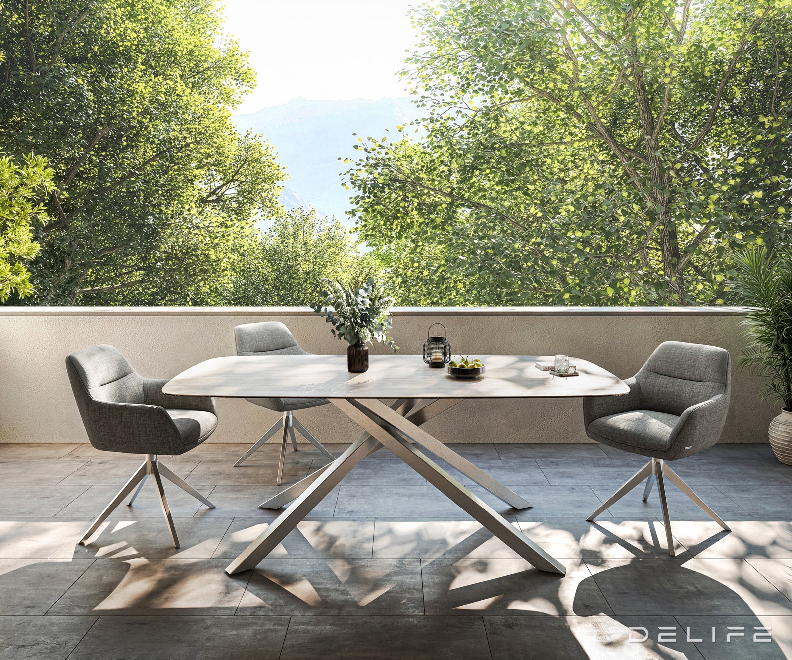 Outdoor stol Edge Boot 200x100cm, Materijal: Keramika Travertino Bianco