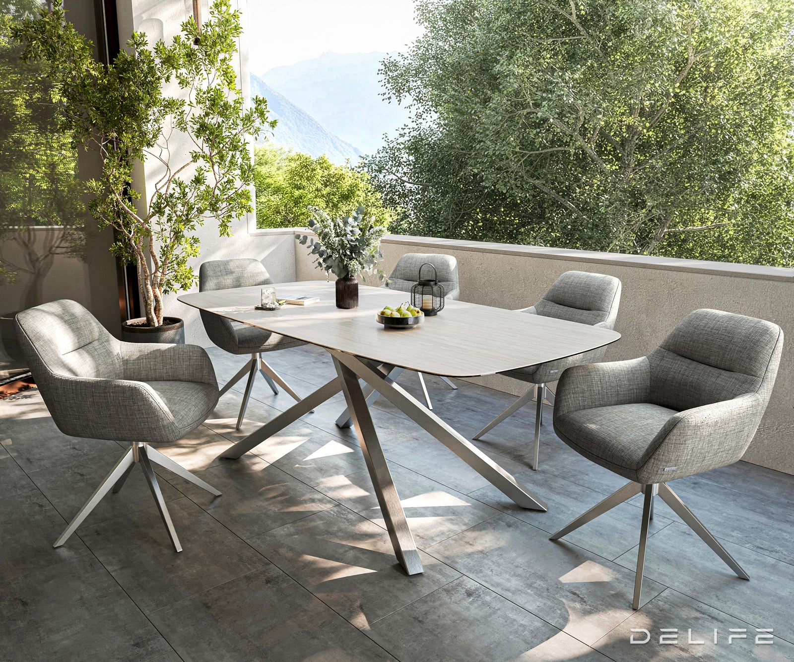 Outdoor stol Edge Boot 200x100cm, Materijal: Keramika Travertino Bianco