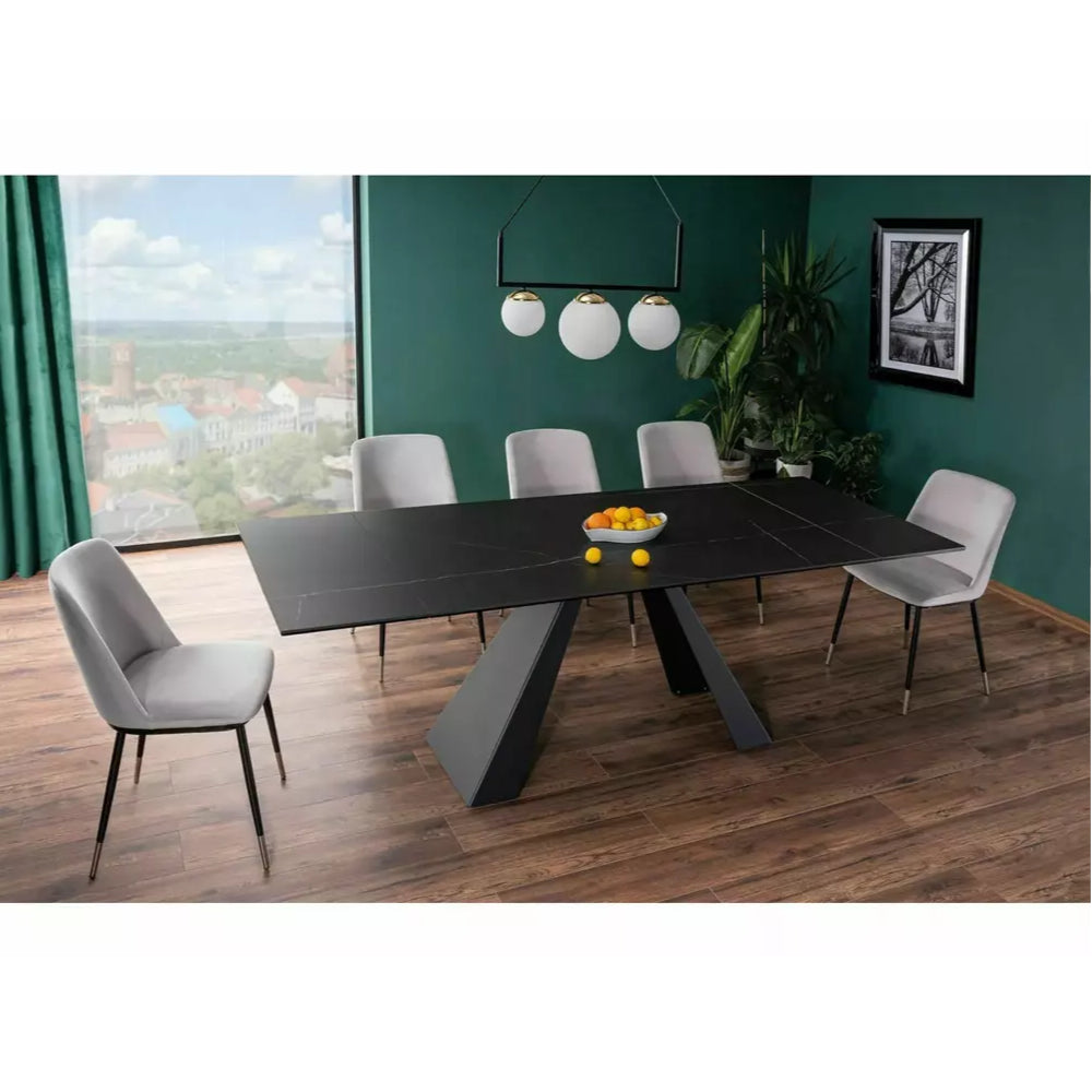Blagovaonski stol Salvadore 160/240x90cm, Materijal: Kaljeno staklo/Keramika