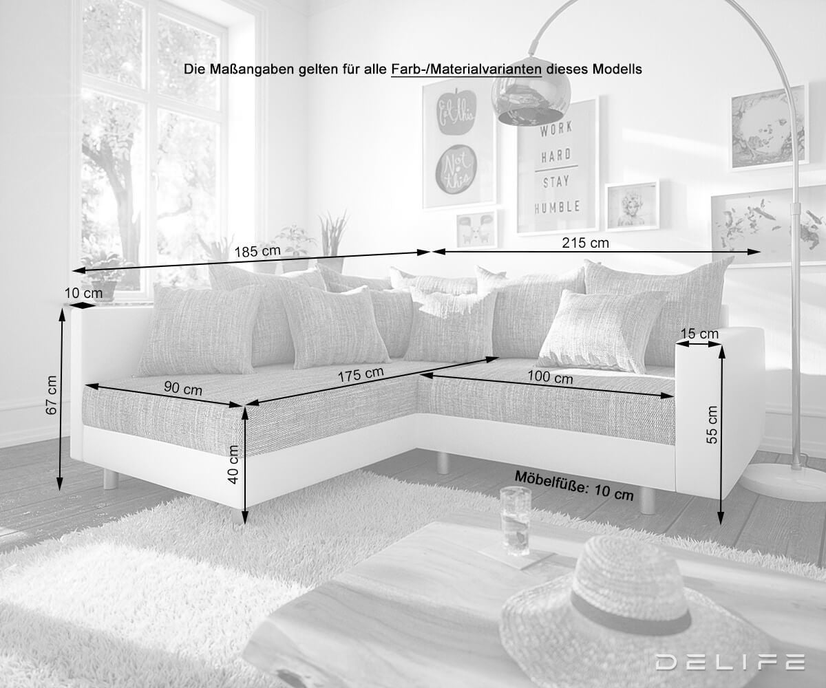Kutna garnitura Clovis 215x185cm, Materijal: Strukturirana tkanina/Umjetna koža