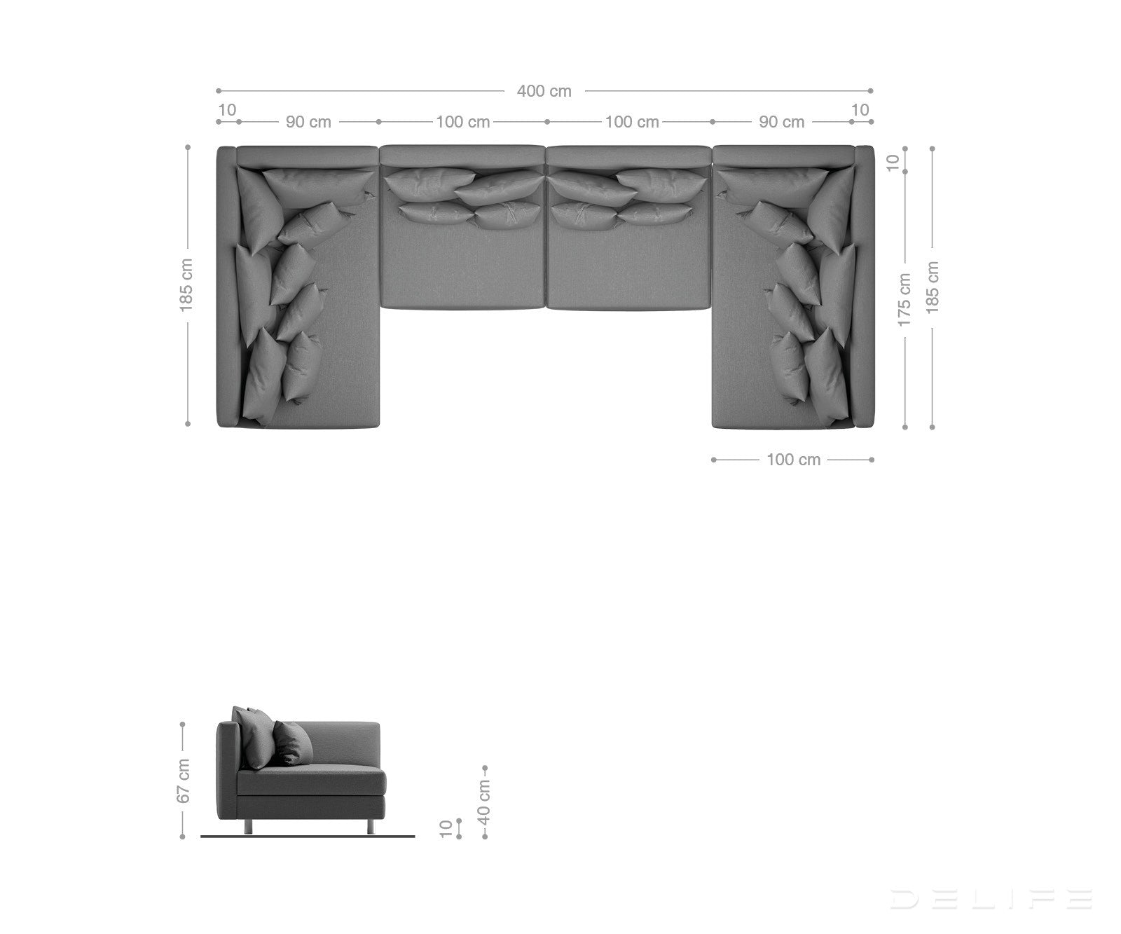 Kutna garnitura Clovis XL 400x185cm, Materijal: Mikrovelur