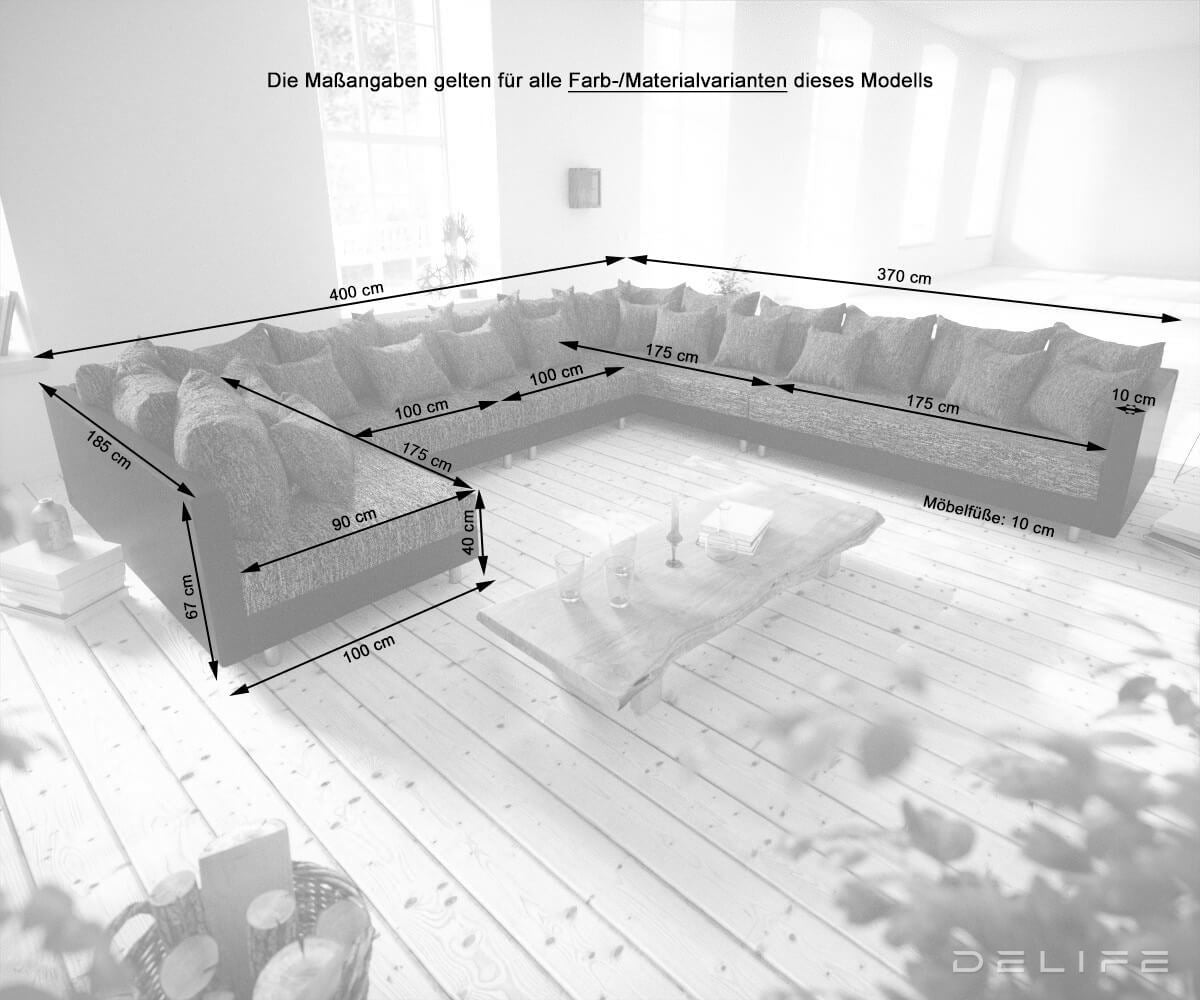 Kutna garnitura XXL Clovis 400x375cm, Materijal: Strukturirana tkanina/Umjetna koža