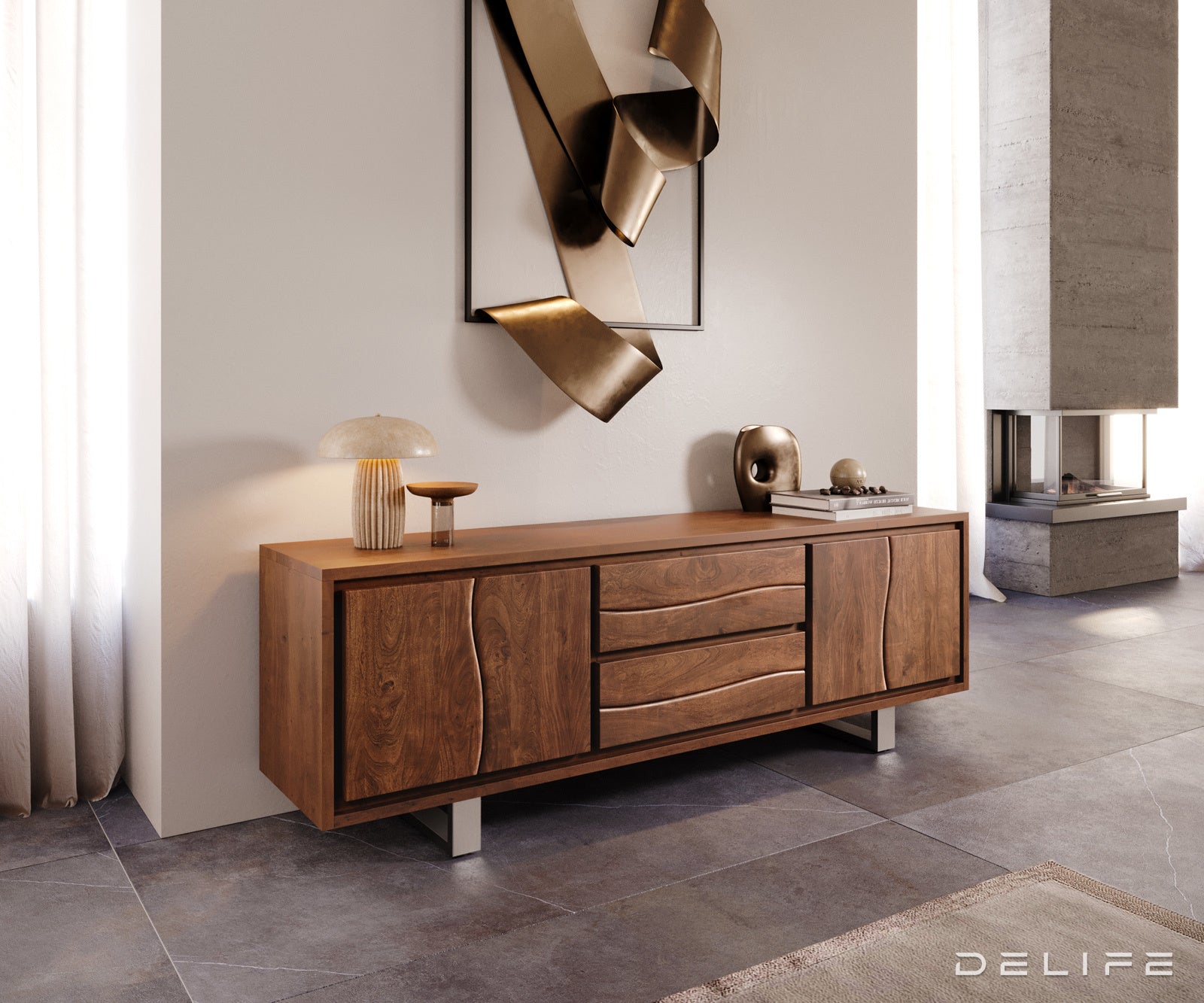 Komoda Live Edge 200x45cm, Materijal: Bagrem