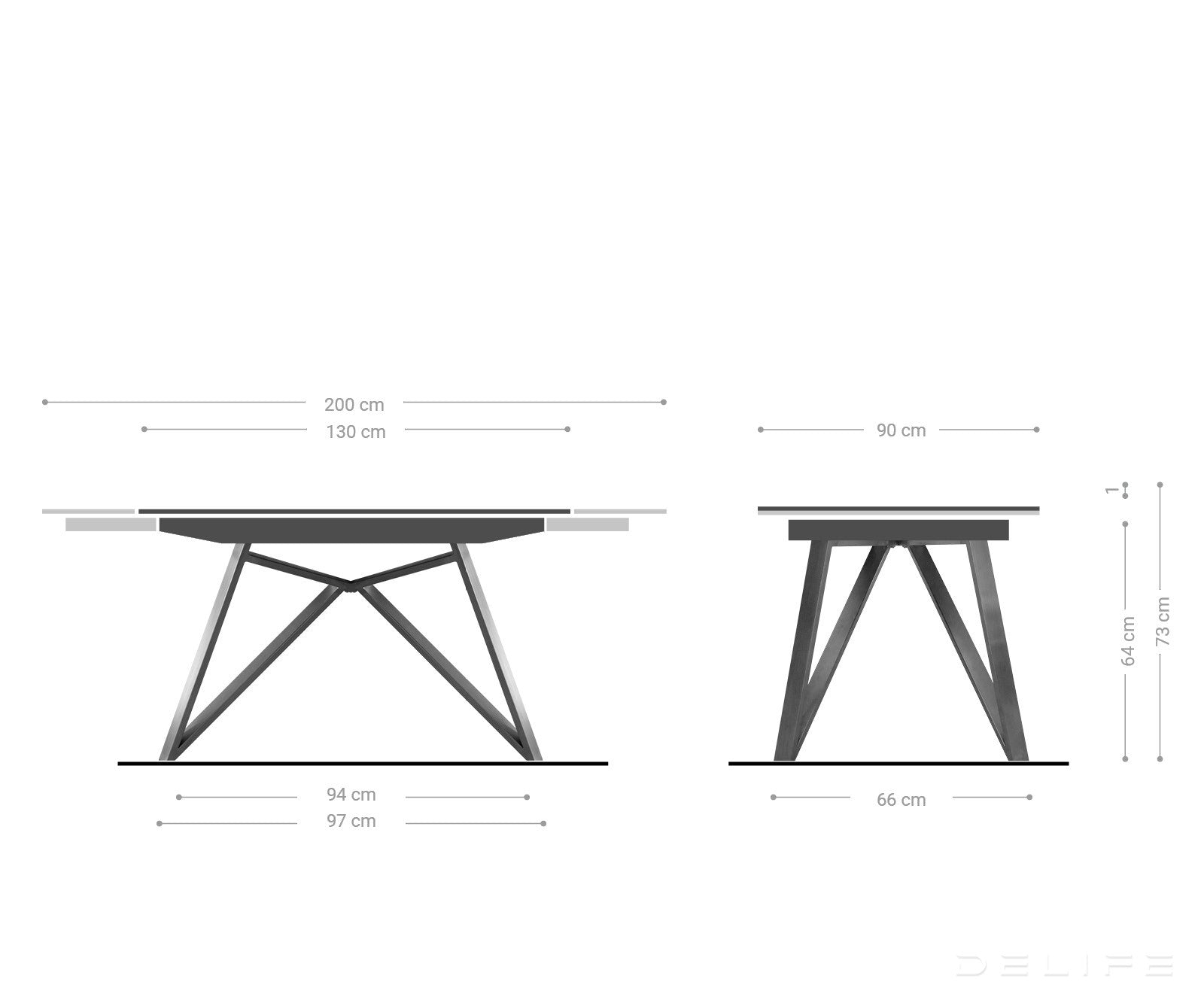 Produljivi stol Carlow 130/200x90cm, Materijal: Keramika
