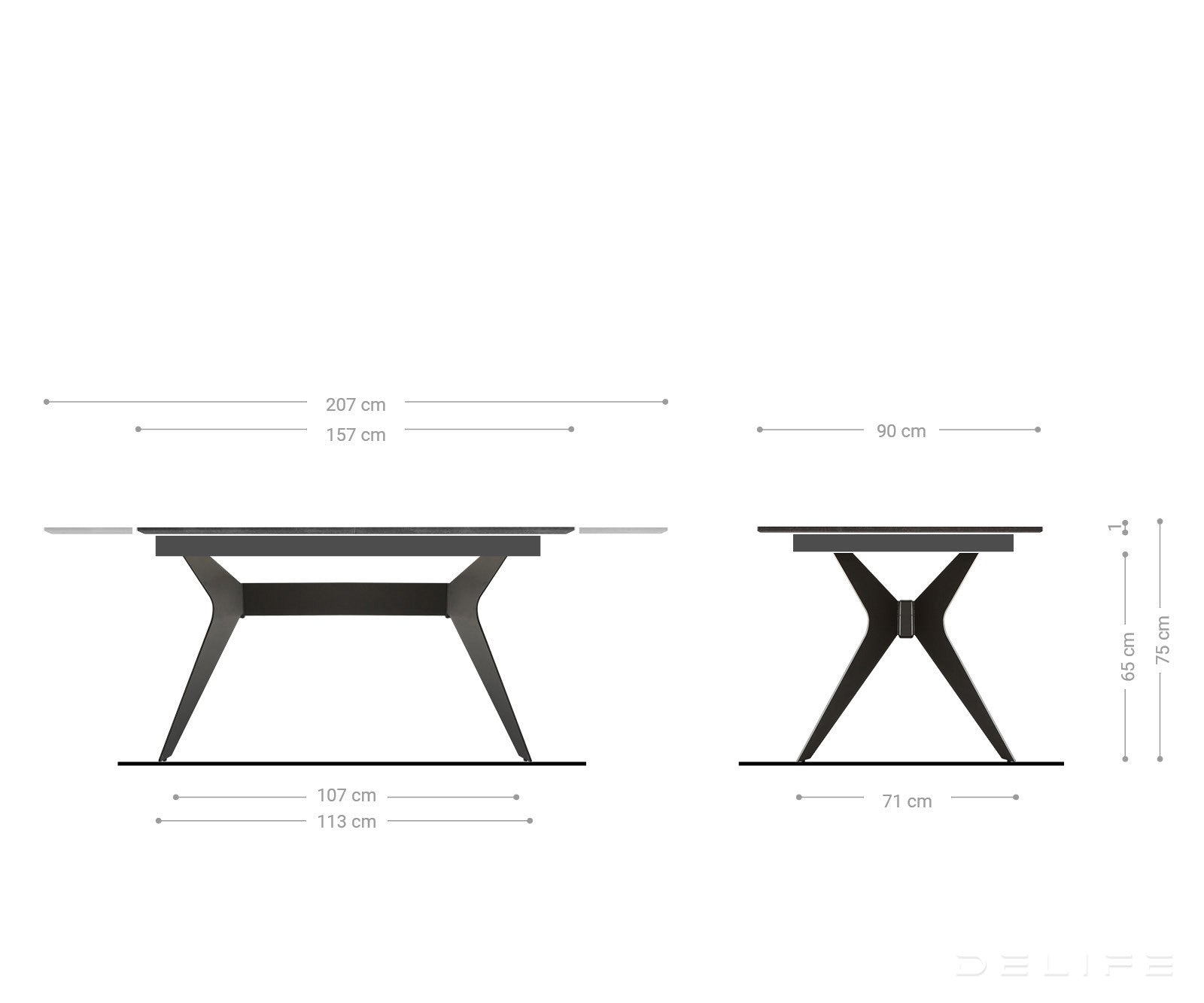 Produljivi stol Edona 160/200x90, Materijal: Folirani MDF