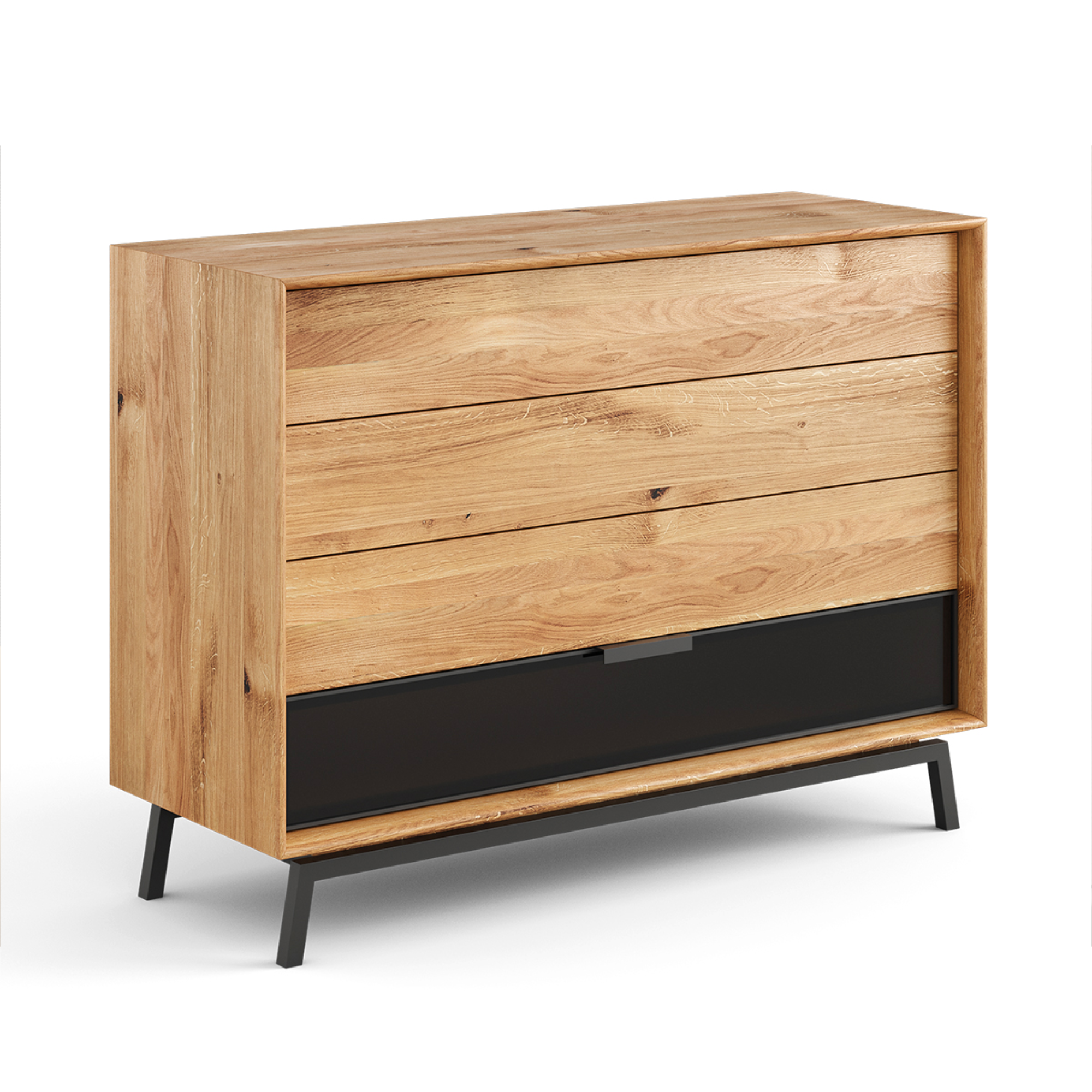 Komoda Modern Loft 120,50x45cm Sa Staklom, Materijal: Masivno  Drvo Hrast