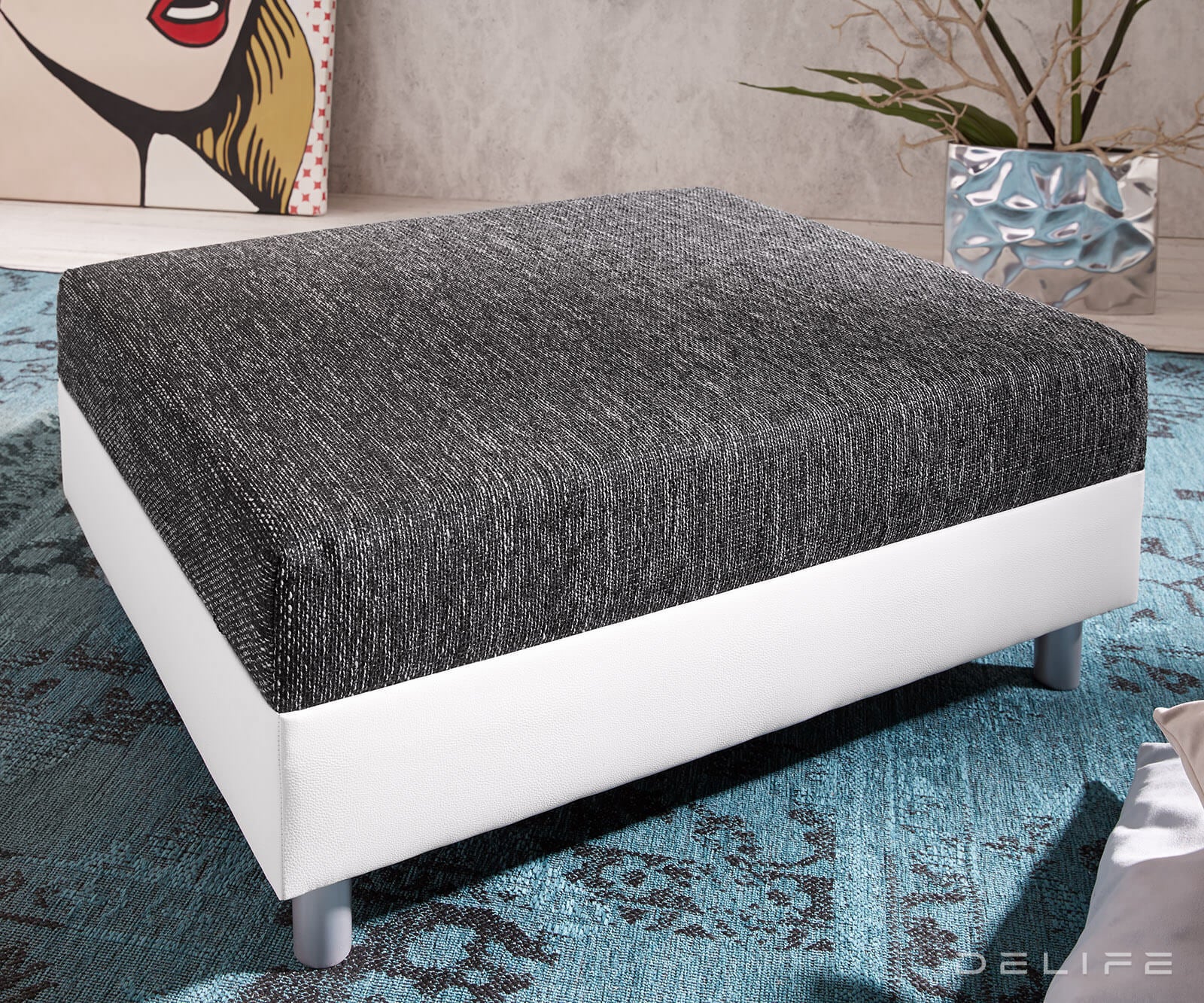 Tabure Clovis 98x83x40cm, Materijal: Strukturirana tkanina/Umjetna koža